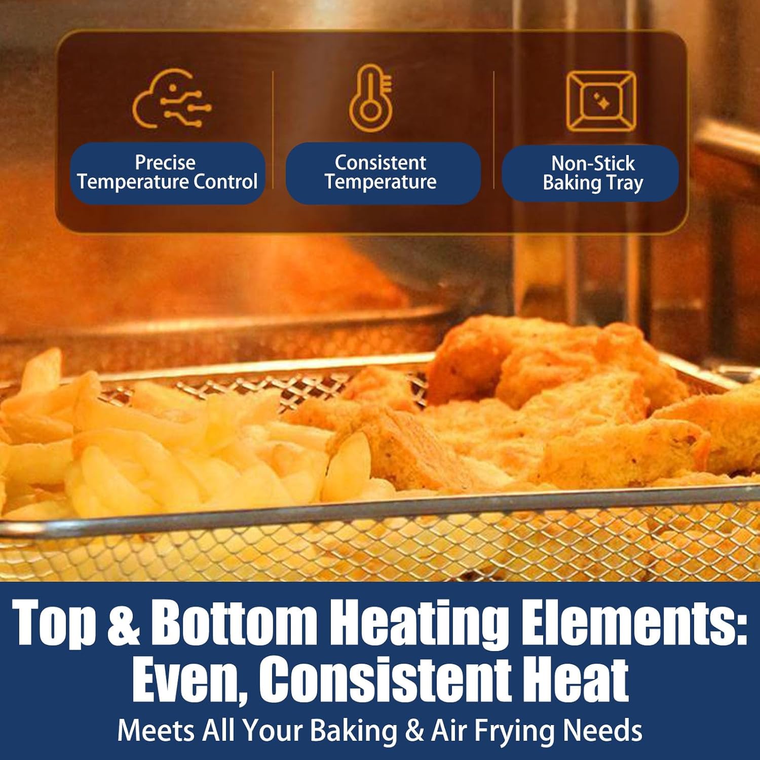 Air Fryer Toaster Oven, Countertop Convection Oven - 1700W Stainless Steel 950 Cubic Inches with Large Capacity, 24 Cooking Functions & Digital Controls for Baking, Roasting, Broiling, Reheating