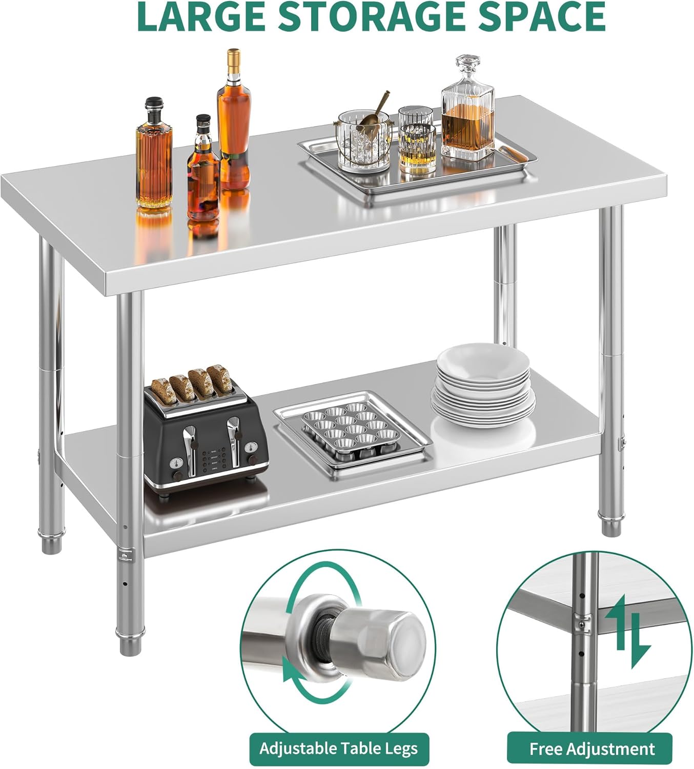 YITAHOME NSF Stainless Steel Table, 48