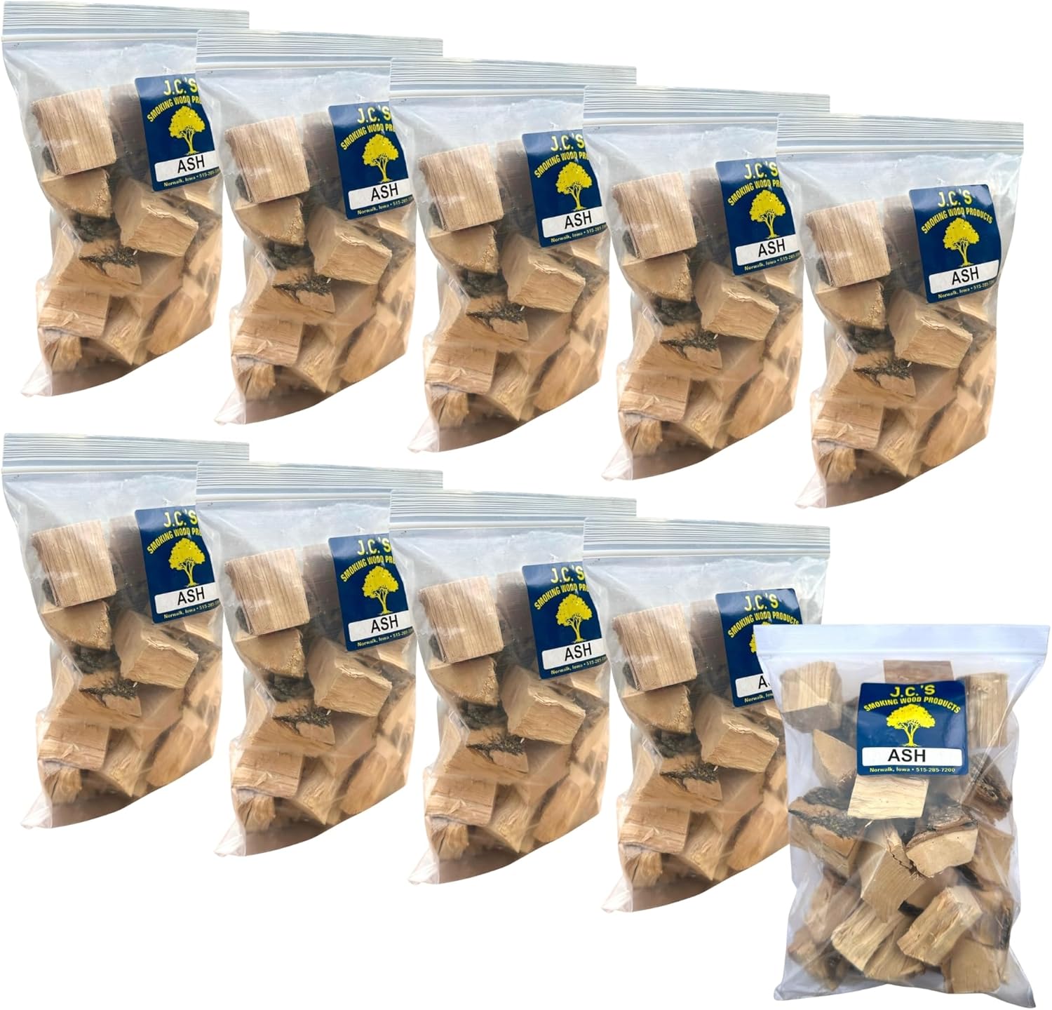 J.C.'s Smoking Wood Chunks - Gallon Sized Bag - Ash 10PK