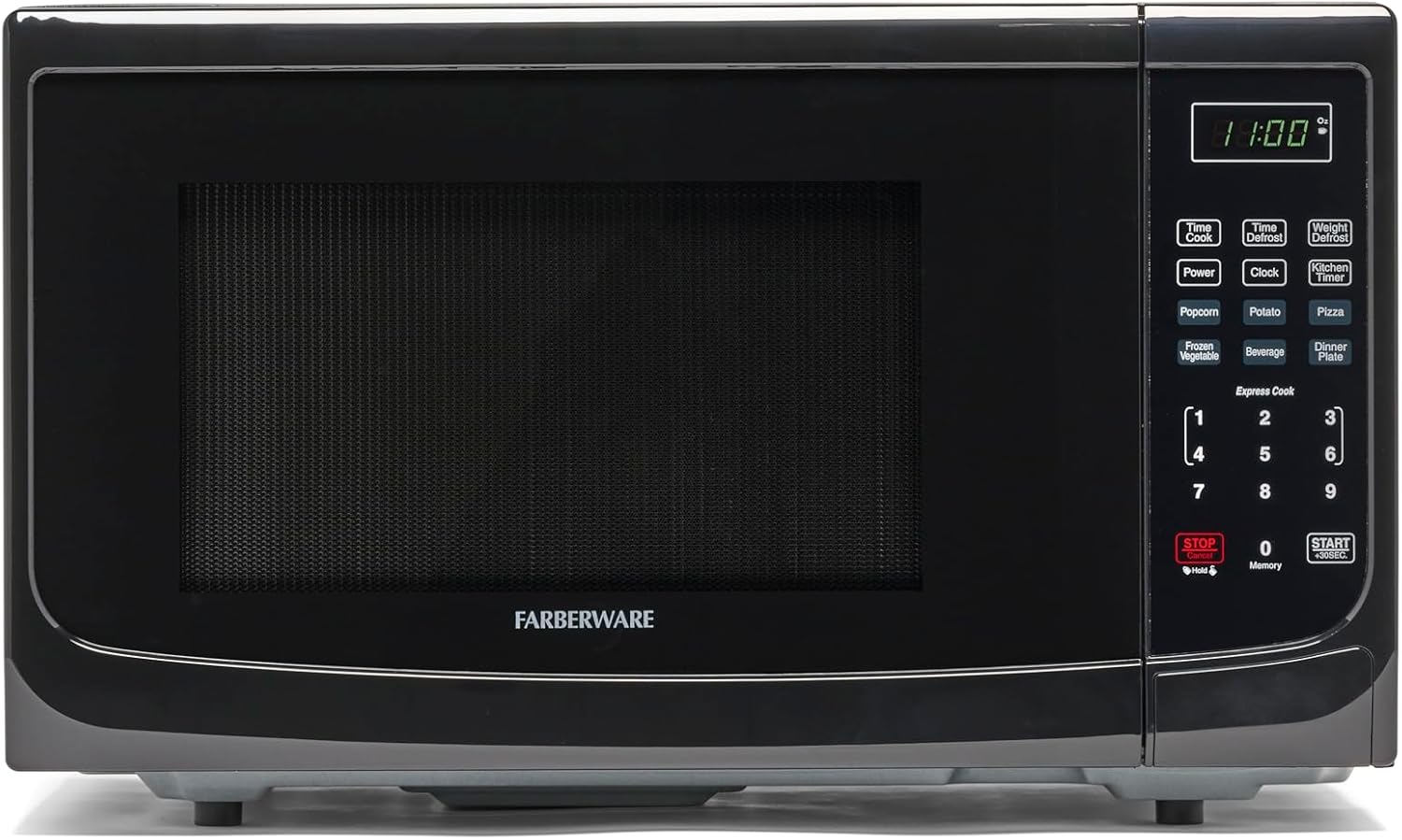 Farberware 1.1 Cu. Ft. Countertop Microwave Oven – 1000 Watts Power, Auto Cook Settings, Defrost, Easy Clean and Child Safety Lock - Black