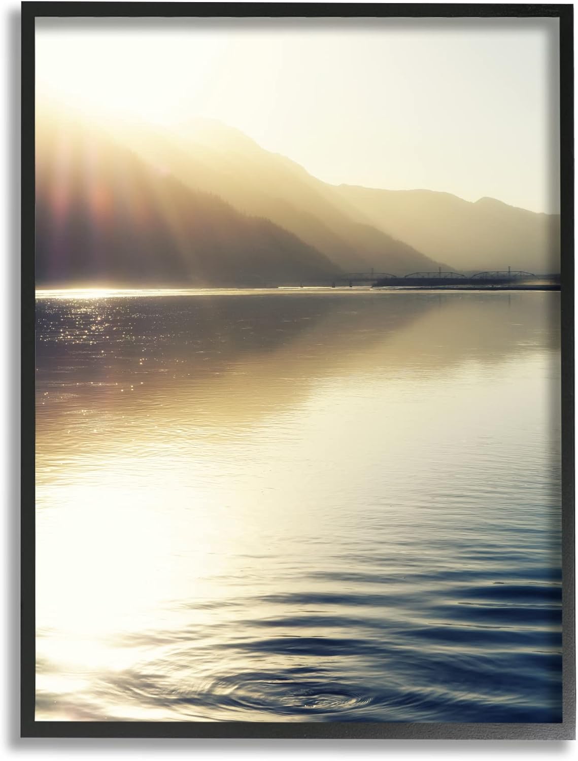 Stupell Industries Quiet Mountain Lake Water Ripples Sunrise Rays Framed Wall Art, Design By Savanah Plank