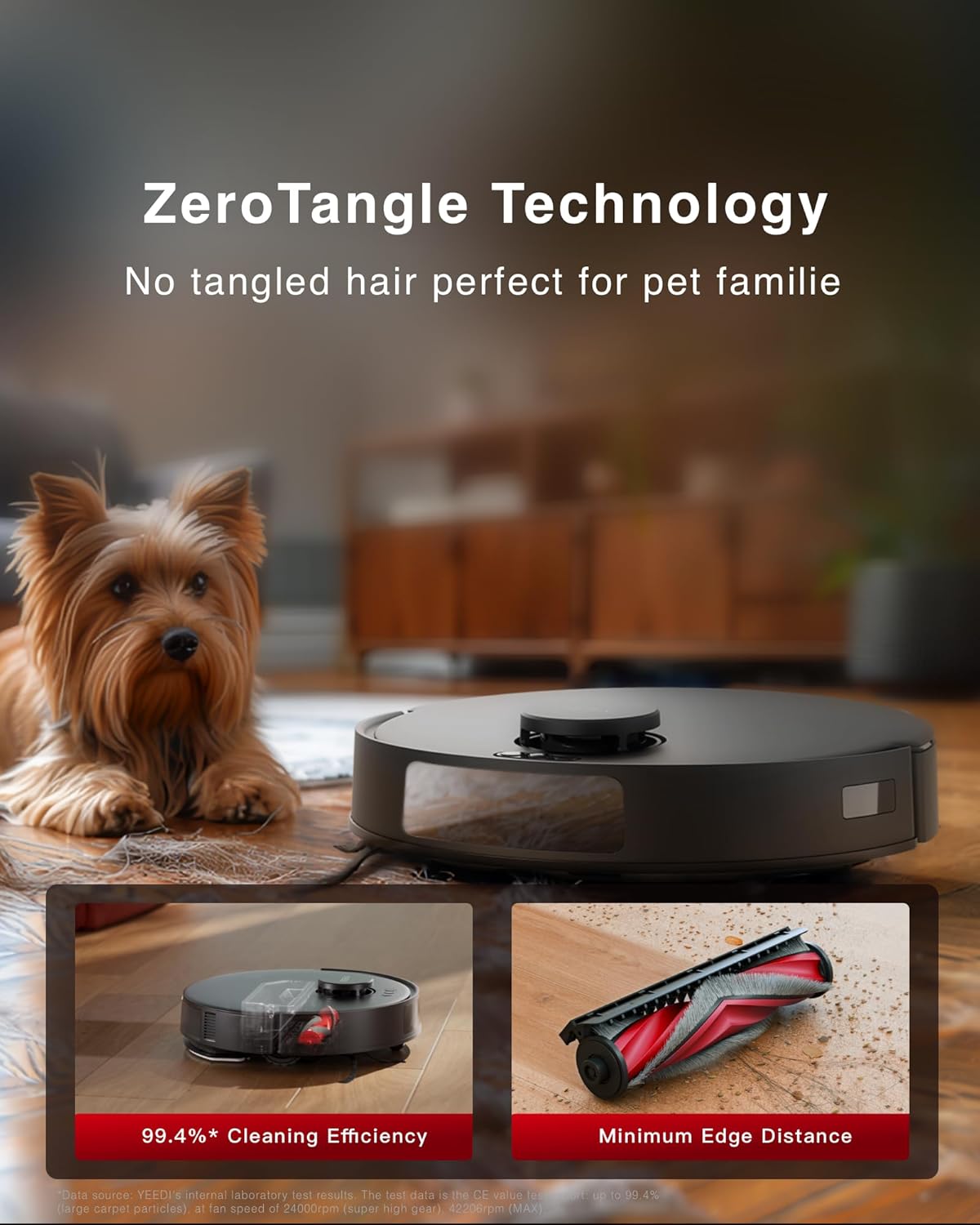 Yeedi C12 PRO Plus Robot Vacuum and Mop, 8000Pa Strong Suction, Vibrating Mopping, 7-Week Dust Storage, Bagless Dust Container, ZeroTangle Brush, Black