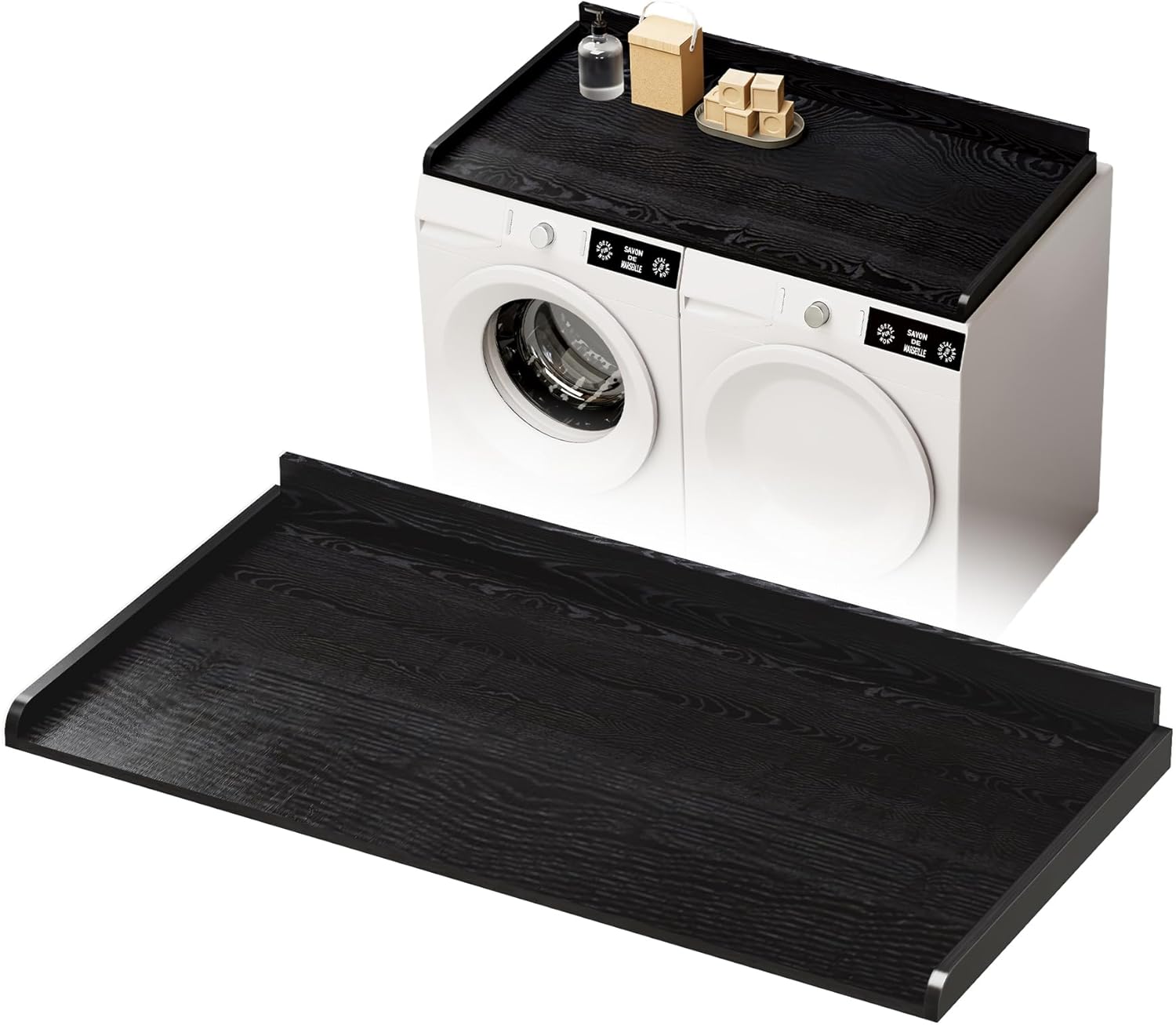 Washer Dryer Countertop, Laundry Countertop Over Wooden Washer and Dryer for The Top with Non-Slip Pads, Laundry Hamper Counter Storage Organization 54