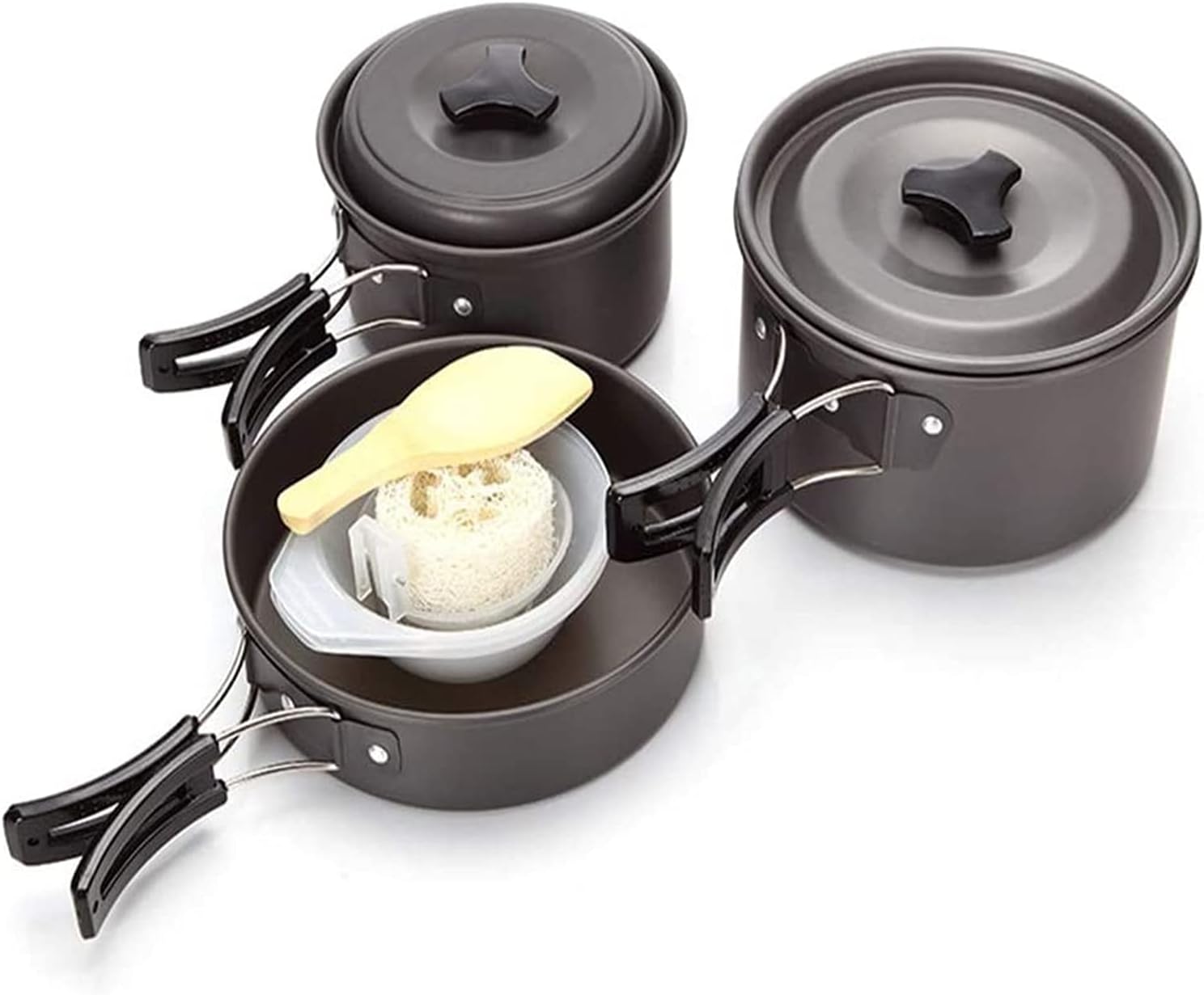 Camping Cookware Camping Pot Outdoor Cooking Set Mountaineering Backpacking Tableware Kit for Travel Hiking Picnic Black Picnic Utensils