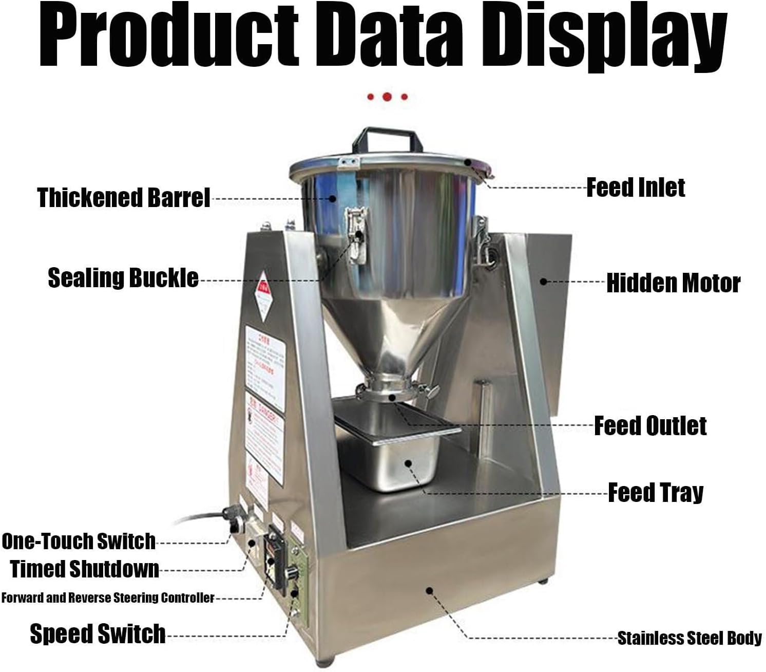 Electric 304 Stainless Steel Powder Blender,Dry Powder Granule Mixer,Laboratory Mixing Equipment,Small Dry Powder Mixing Machine(40L)