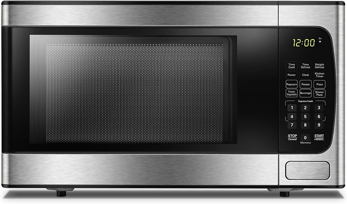 Danby DBMW0924BBS 0.9 Cu.Ft. CounterTop Microwave In Black Stainless Steel - 900 Watts, Small Microwave With Push Button Door