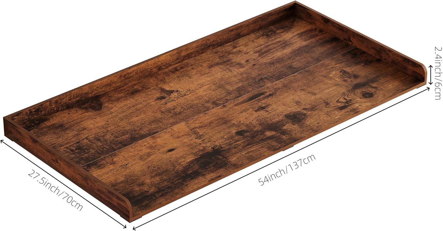 Washer Dryer countertop with Edge Rails and Non-Slip Mat,Wooden Laundry Countertop for Laundry Room Storage Organization (Rustic Brown, Full)