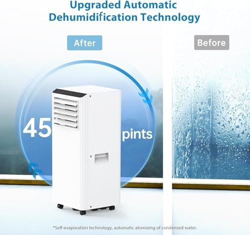 8000 BTU Portable Air Conditioner with Cool/Dry/Fan Mode, 3-in-1 Free Standing Portable AC Unit, Cools Up to 350 Sq.Ft with Sleep Mode,2 Fan Speed，with Remote Control for Bedroom Office Home