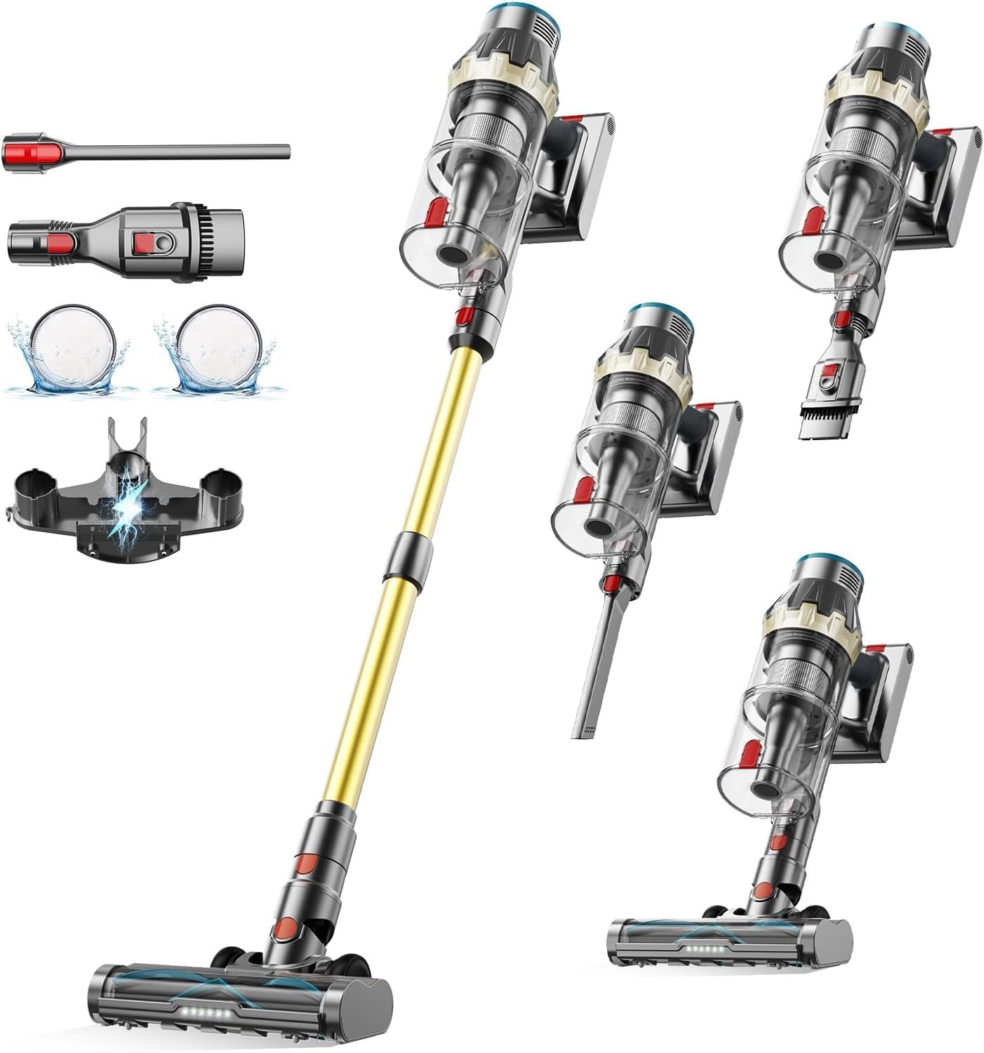 Cordless Vacuum Cleaner, 600W/50KPA/70Mins Lightweight Stick Vacuum with LED Touch Screen, Lightweight Self-Standing Vacuum Cleaners for Home Pet Hair,Carpet,Hardwood Floor