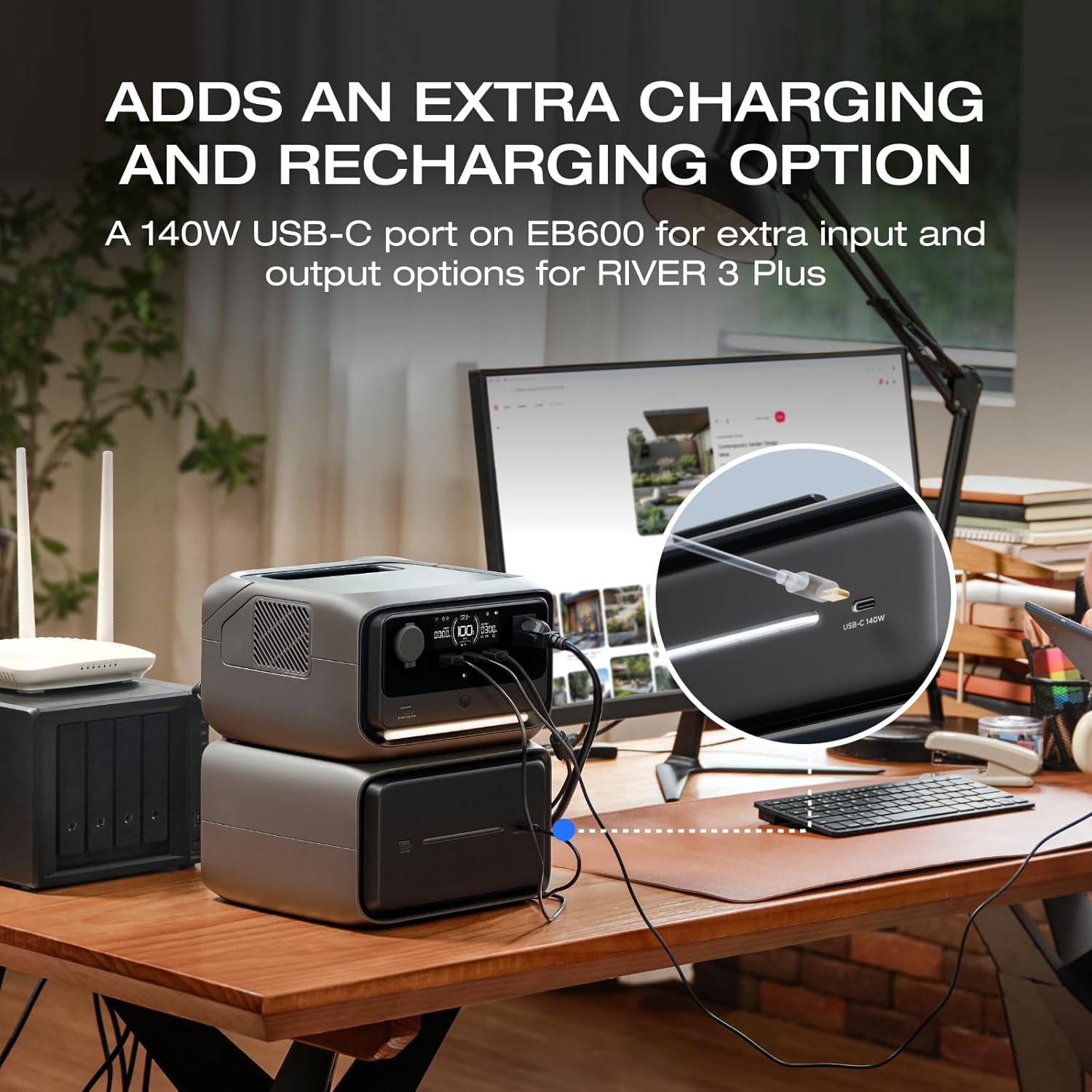 EF ECOFLOW Portable Power Station River 3 Plus with EB600 Extra Battery, Expand Capacity from 286Wh to 858Wh, 3 Up to 1200W AC Outlets,