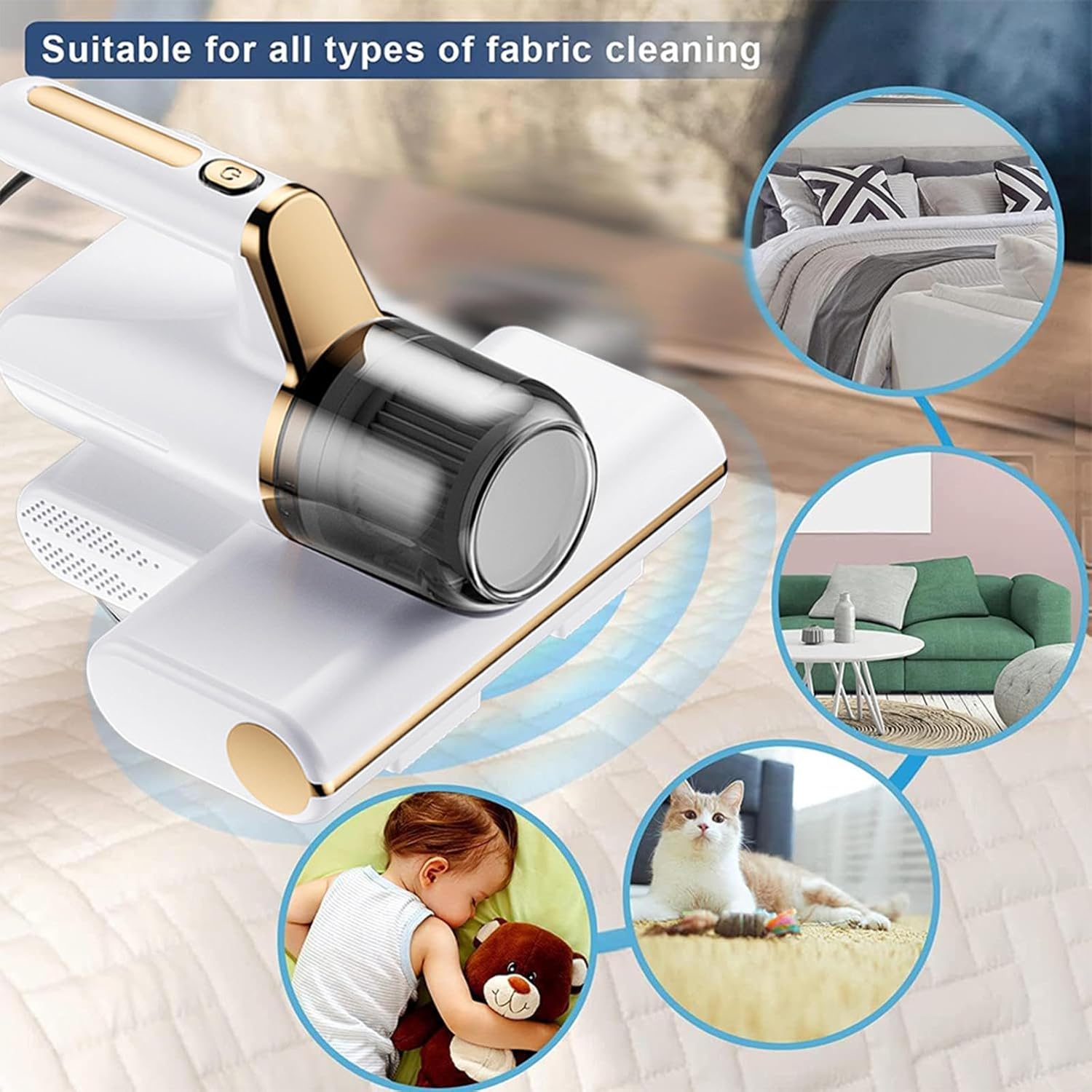 Bed Vacuum Cleaner Uv Sanitizing, 3-in-1 Wireless Mattress Cleaner 14kpa Super Suction Mattress Vacuum Effectively Clean Up Bed, Pillows, Carpets, Etc,Green