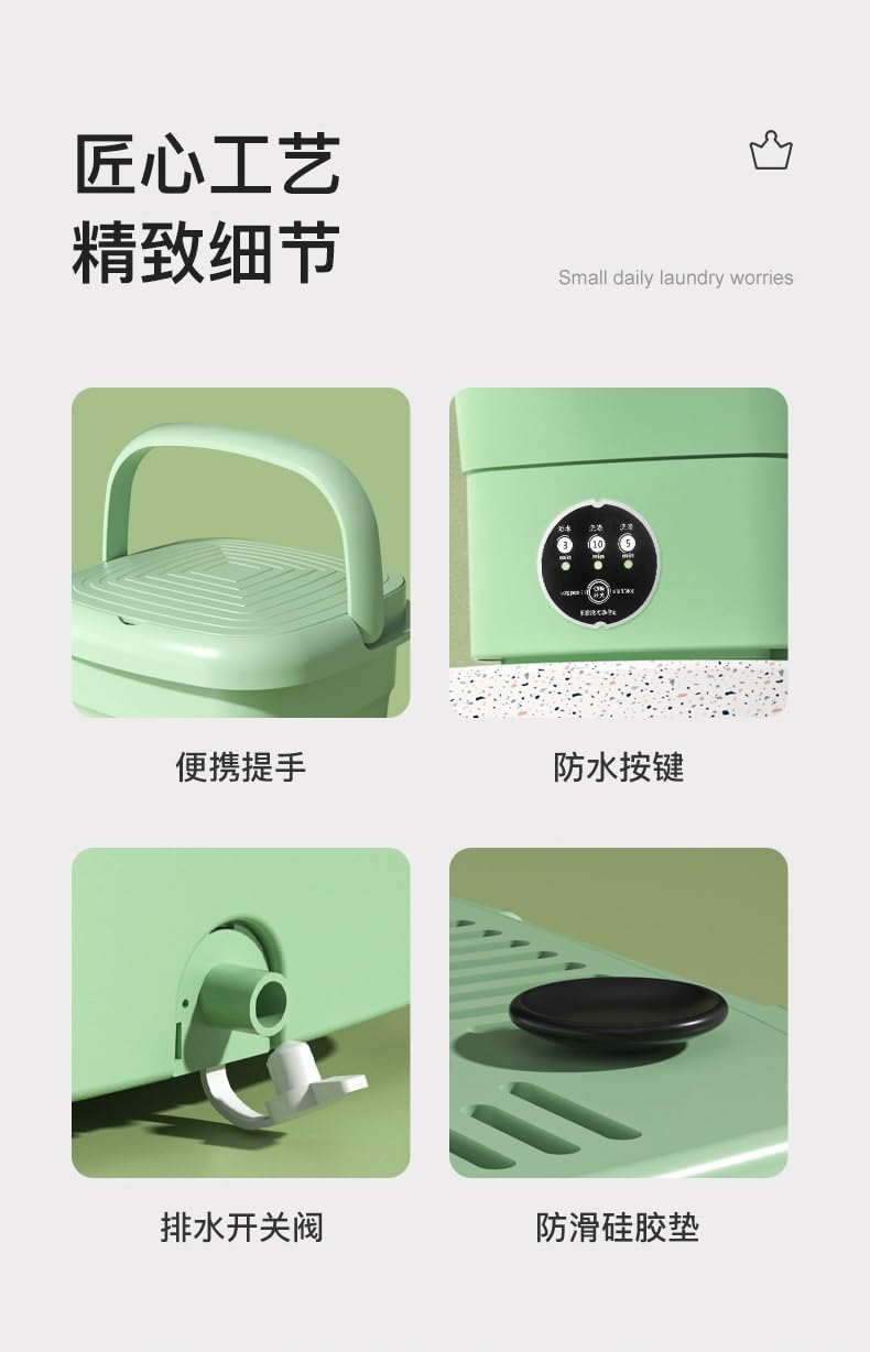 Folding Washing Machine, Mini Washing Machine, Mini Portable Underwear Washing Machine, Suitable for Underwear, Bras, Socks, Baby Clothes, Towels Or Small Items. (Color : Green)