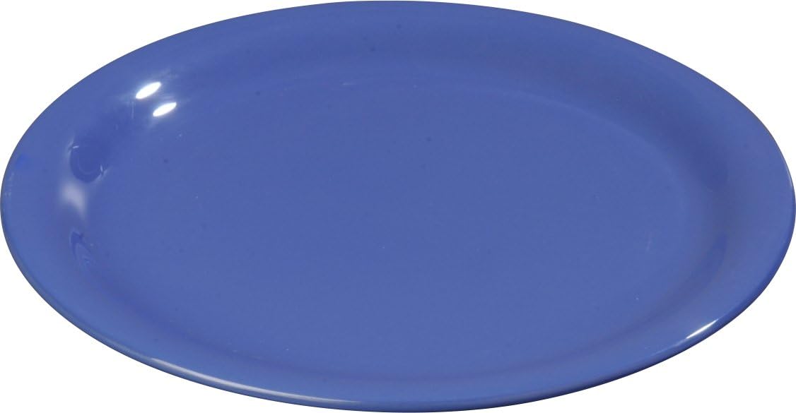 Carlisle FoodService Products Sierrus Reusable Plastic Plate with Narrow Rim for Buffets, Restaurants, and Homes, Melamine, 9 Inches, Ocean Blue, (Pack of 24)