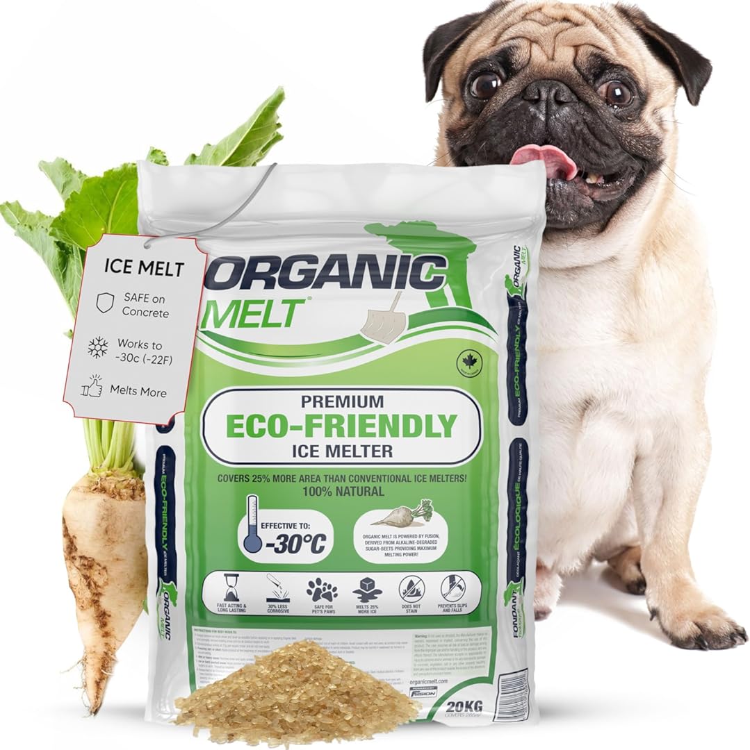 Organic Melt Premium Granular Ice Melt is a eco Friendly and Safe for Pets de-Icing Product. Its a Great ice melt Safe for Concrete, driveways and Sidewalks (1 Pack, 44.1 lbs)