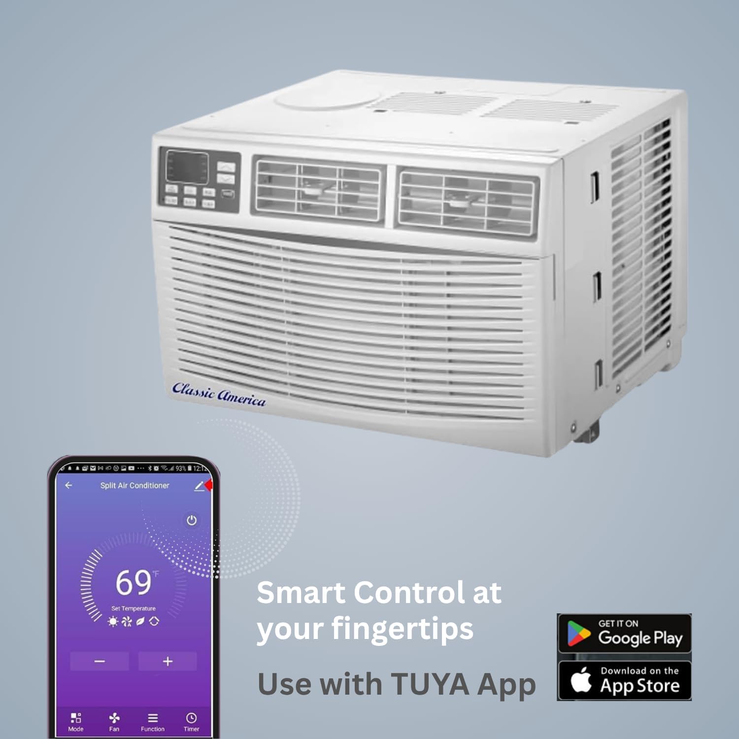 Vtronix Classic America 12000 BTU WiFi Enabled, Alexa Ready, Energy Savings - Window Mounted Air Conditioner Unit (10.9 CEER 120 VAC), White, Cool Only