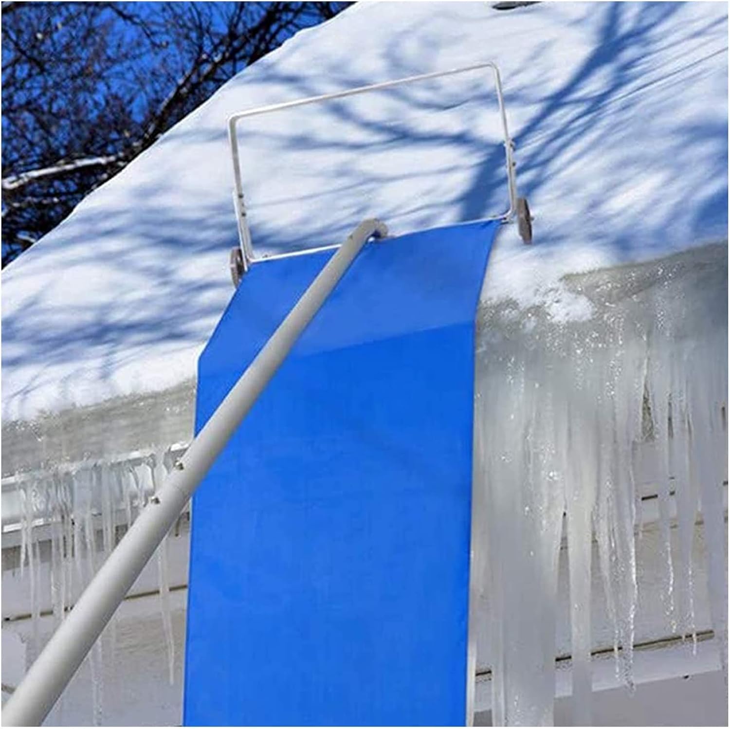 Snow Rake Roof Snow Removal Rake Tool,Snow Removing Tool Head Perfect for Different Roofs Reach to 20Feet Telescoping Roof Snow Rake with Wheel for Heavy and Soft Snow