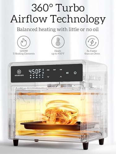 Kitchen Elite Air Fryer Toaster Oven Combo, 12.6 QT Stainless Steel Airfryer 10 in 1, Convection Oven Countertop 450°F, Non-Toxic for Bake, Roast, Reheat, Broiler, Dehydrate with Digital Touch Screen