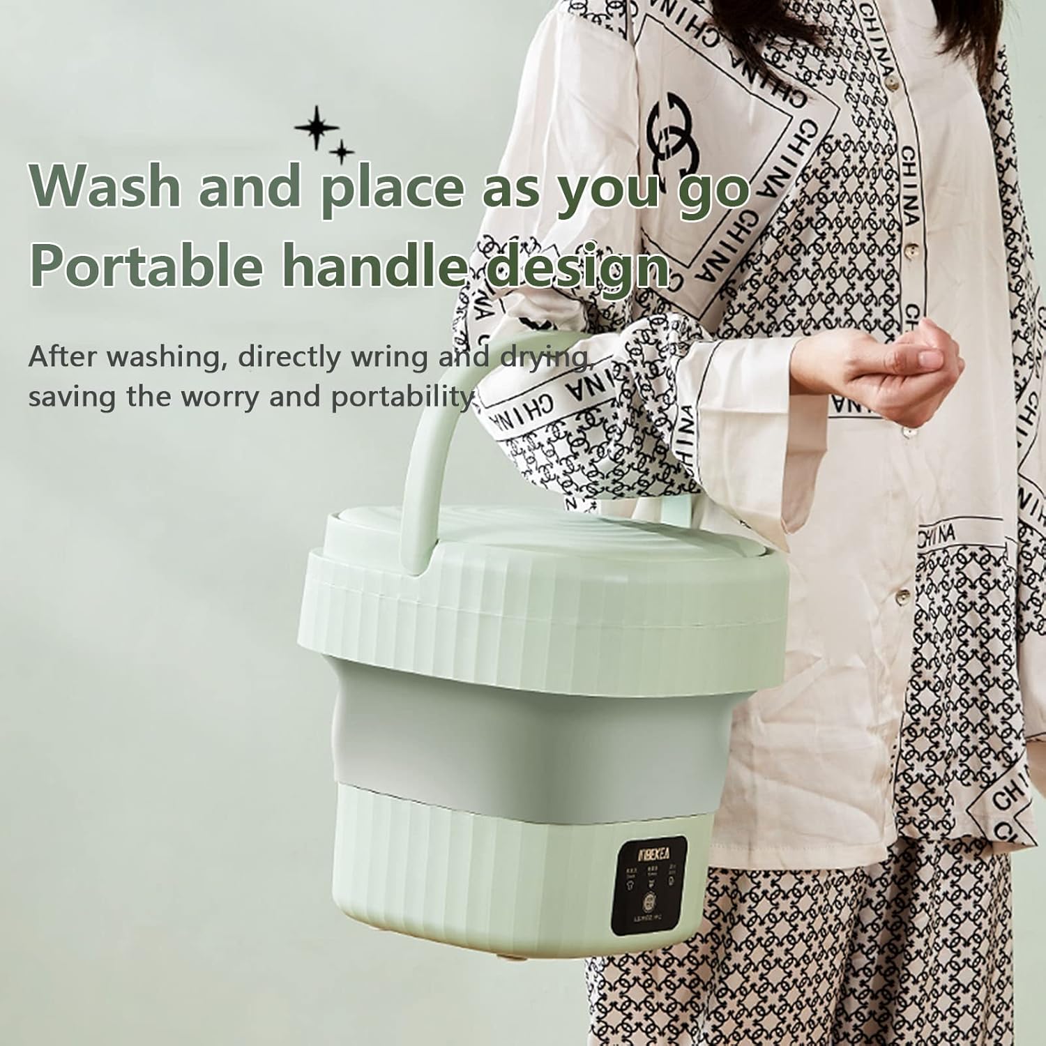 Portable Washing Machine with Clothes Hanger, Mini Foldable Washer and Spin Dryer Small Foldable Bucket Washer, Suitable for Apartment Dorm,Travelling，Best Gift Choice, Yellow