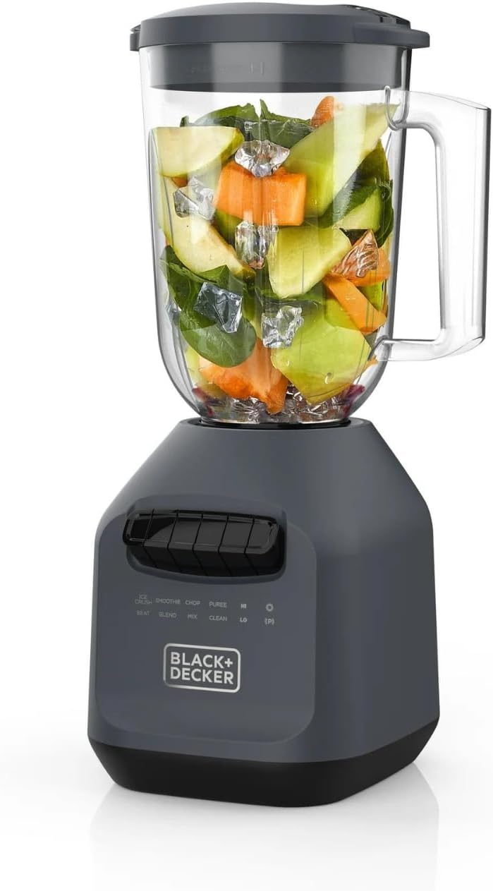 Ice Crush Blender with 56 Ounce (7 Cup) Perfect Pour Plastic Jar, Powerful 6-tip Stainless Steel Blade, 8-speeds plus Pulse, 700 Peak Watts of power, BL2209PB