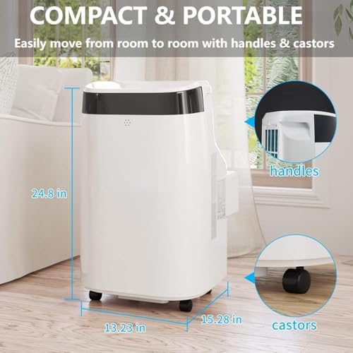 10,000 BTU Portable Air Conditioner for Rooms Up to 500 Sq. Ft, 3-in-1 AC with Dehumidifier & Fan Modes, 24H Timer & Sleep Mode, Easy-Install, Includes Remote