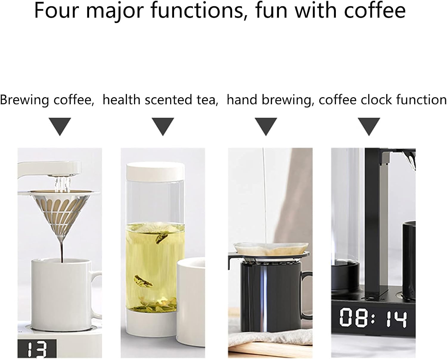 0.5L Drip Coffee Machine with Electric Clock, Manual American Coffee and Tea Brewing Machine for Small Kitchen Appliances