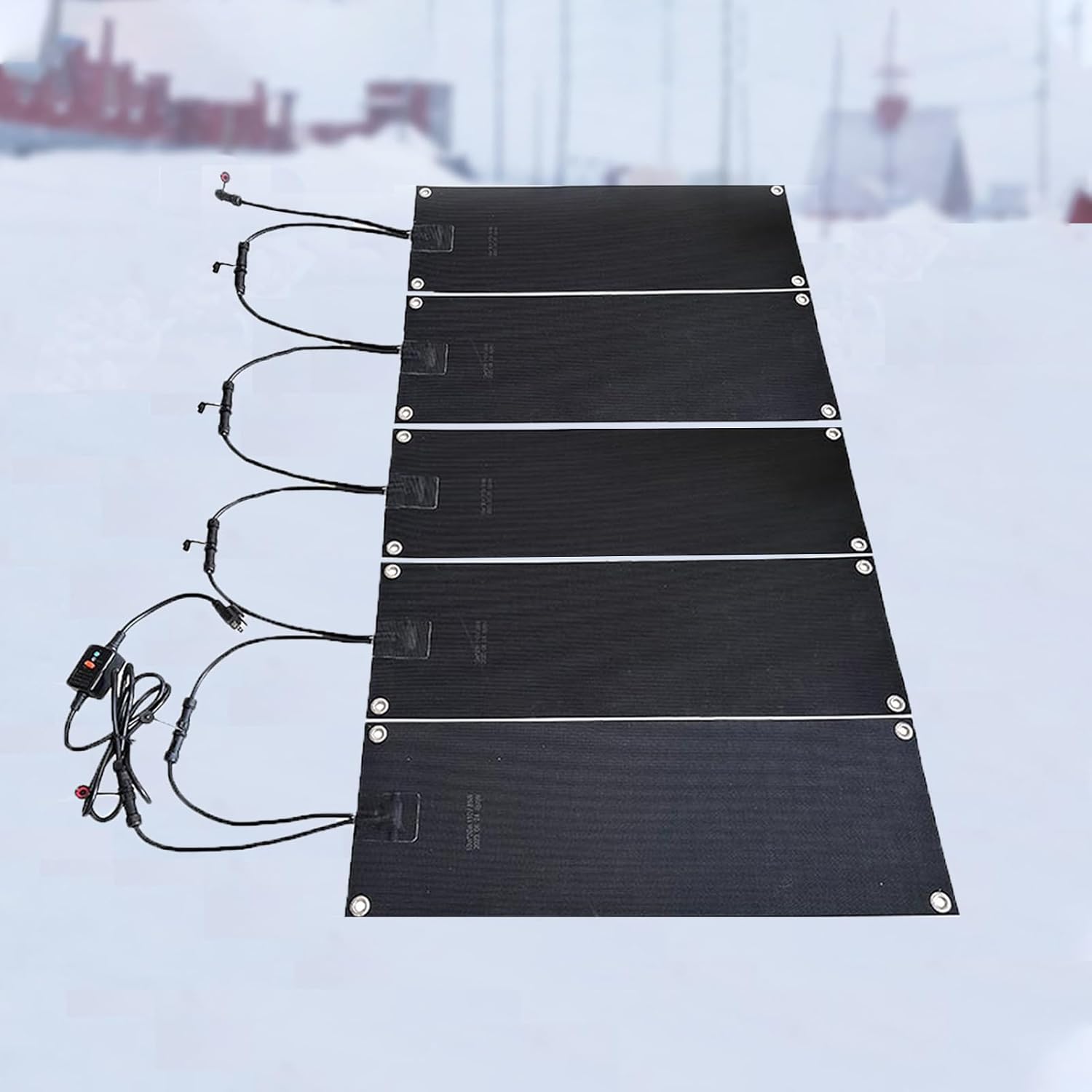Snow Melting Walkway Mat for Stairs,10x48 inch Residential Heated Snow Removal Mat,No-Slip Rubber Heated Driveway Pad,Winter Removal and Ice Melt Products,2 in/h Melting Rate,5 Pieces