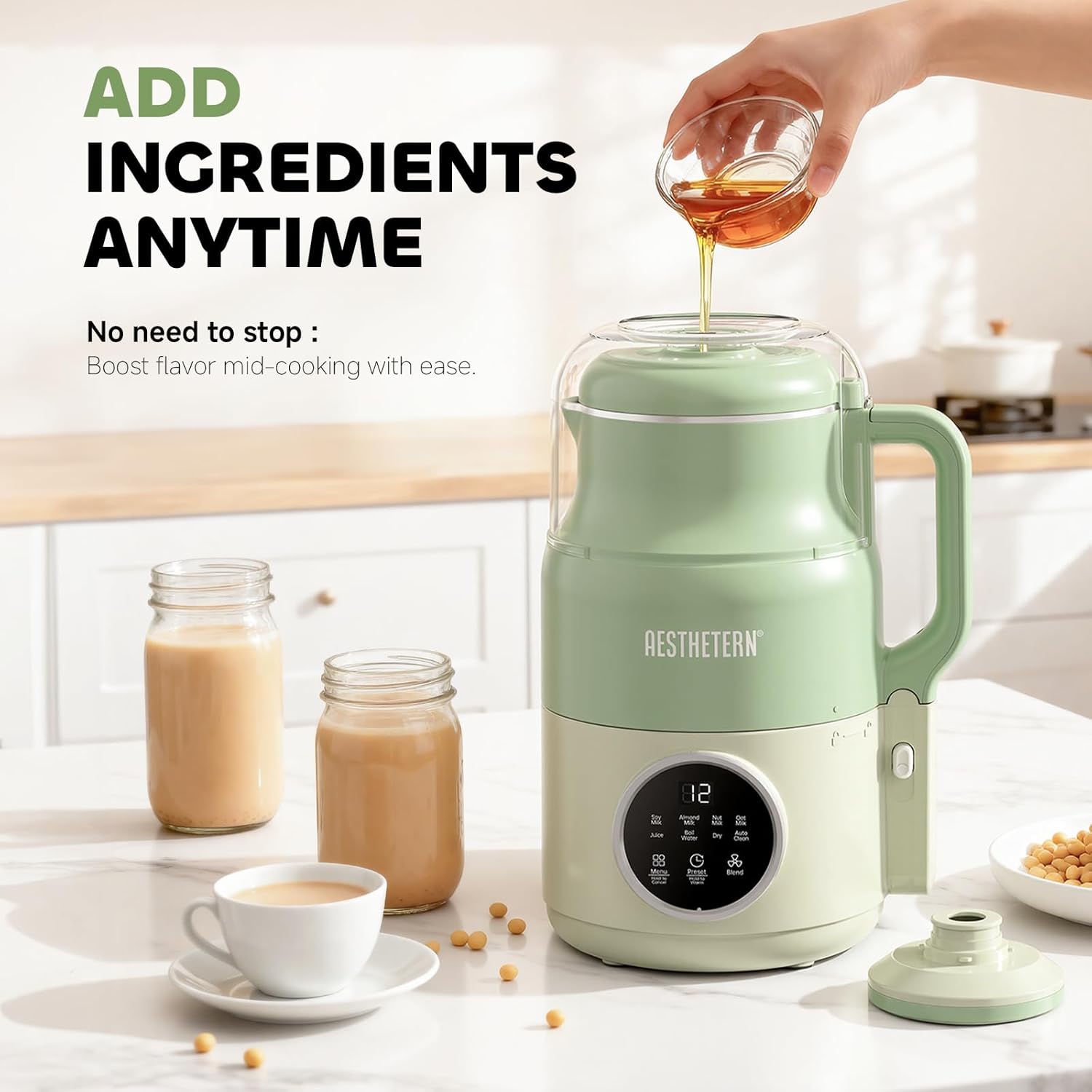 Nut Milk Maker Machine, Soy Milk & Oat Milk Maker with 8 Presets, High-Speed Blender, Auto-Clean, Delay Start, 33oz Almond Milk Maker for Plant-Based & Dairy-Free Beverages, Green