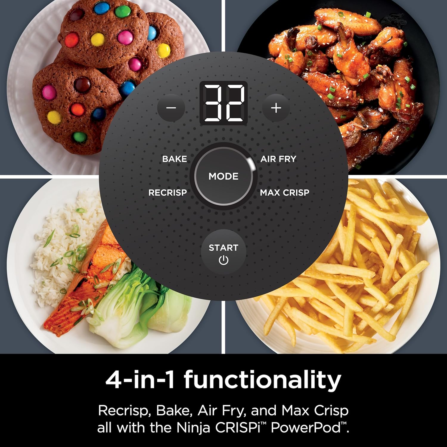 Ninja Crispi Air Fryer, Microwave, Freezer & Dishwasher Safe, Non Toxic Glass Portable Cooking System, 4 QT & 6 Cup Glass Containers with Storage Lids, Easy Meals, Air Fry, Bake, Grey (Renewed)