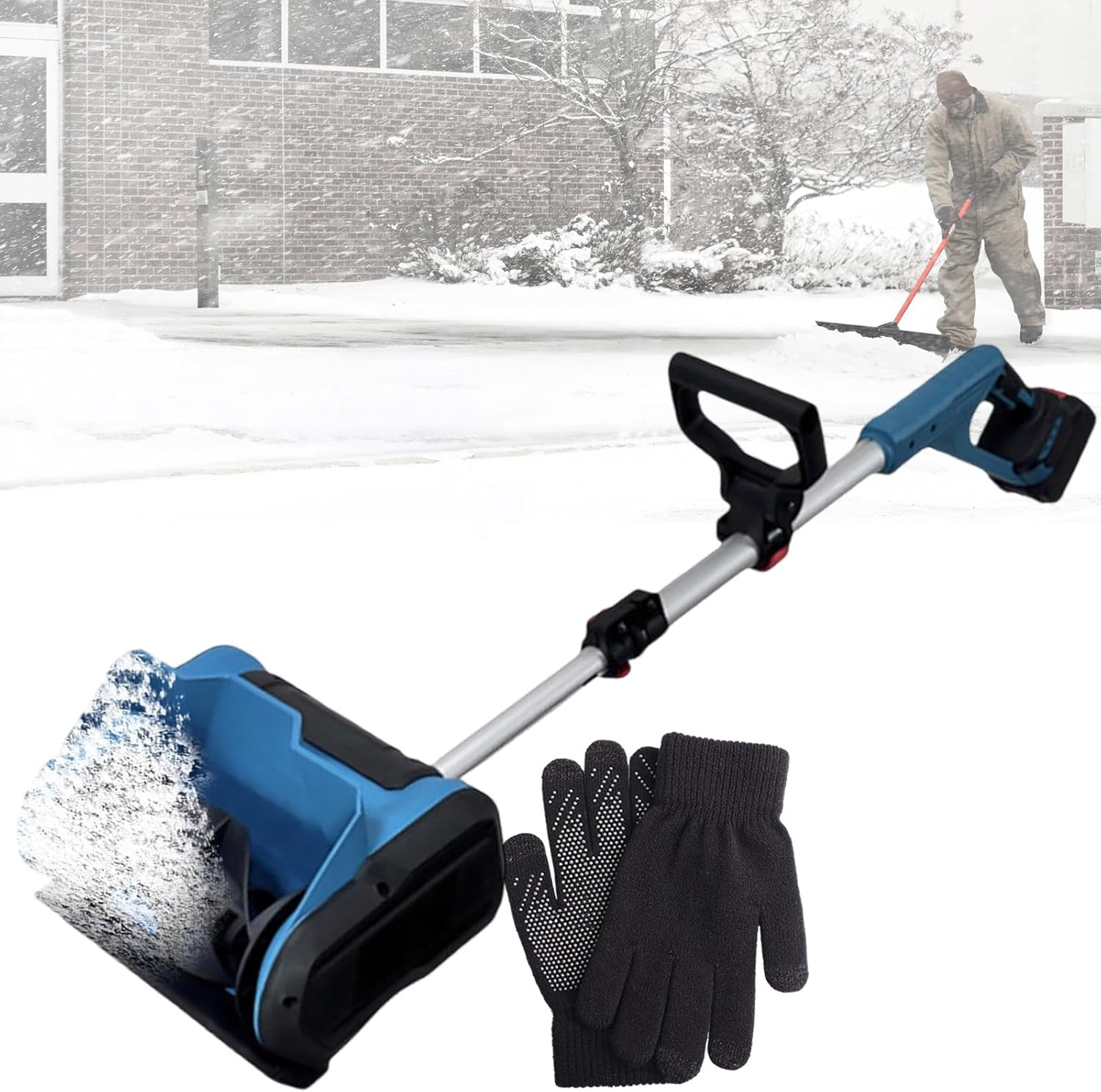 Outdoor Snow Clearing Artifact 15 cm Cleaning Depth,with Adjustable Front Handle & Auxiliary Handle,31 cm Cleaning Width Rechargeable Cordless Snow Shovel,Brushedmotor-2Battery