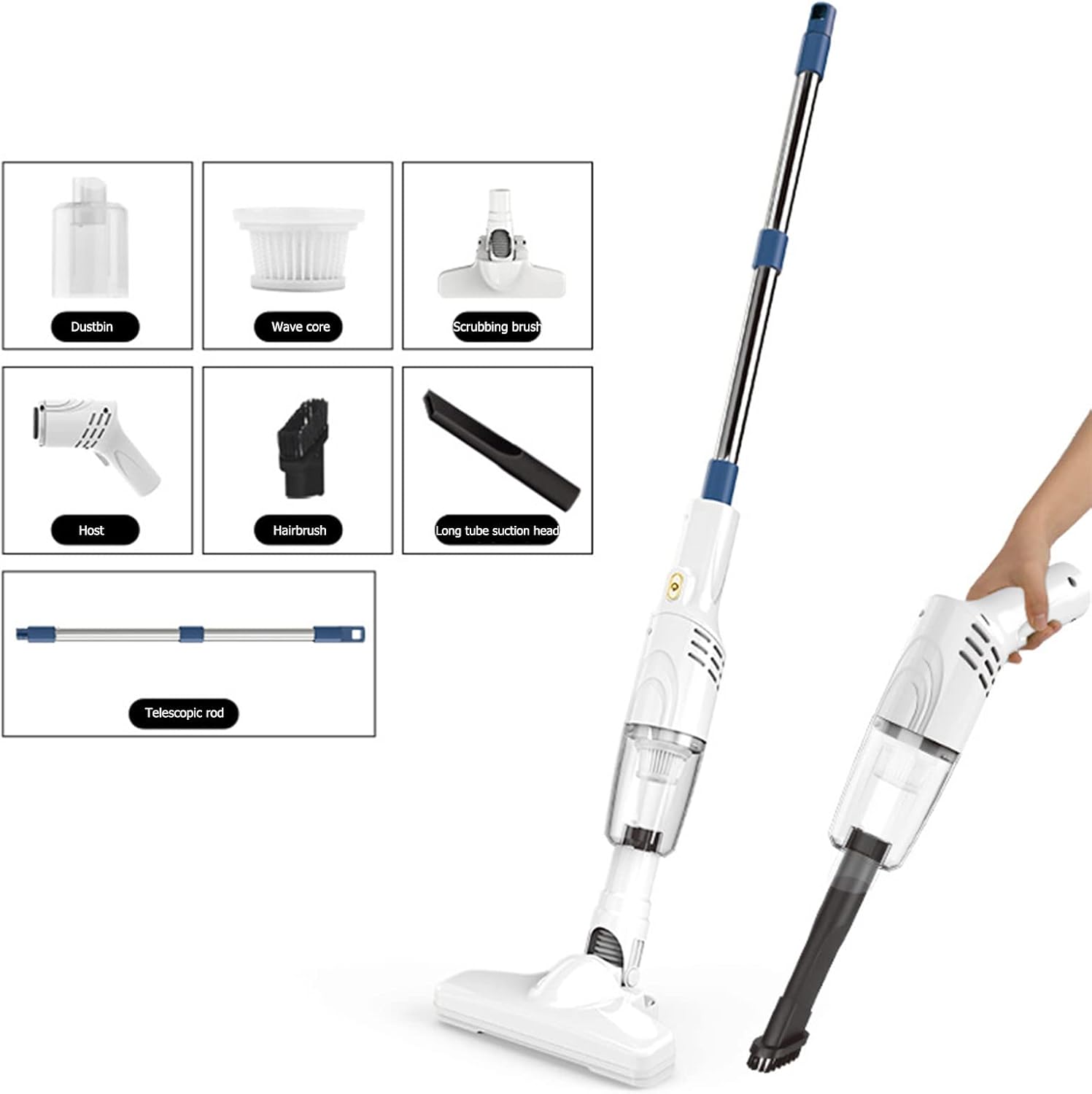 Portable Cordless Vacuum Cleaner,High Power Suction Stick Vacuum,Light Weight Household Car Compact Vacuum Cleaner for Carpet,Hardwood Floor,Pet Hair