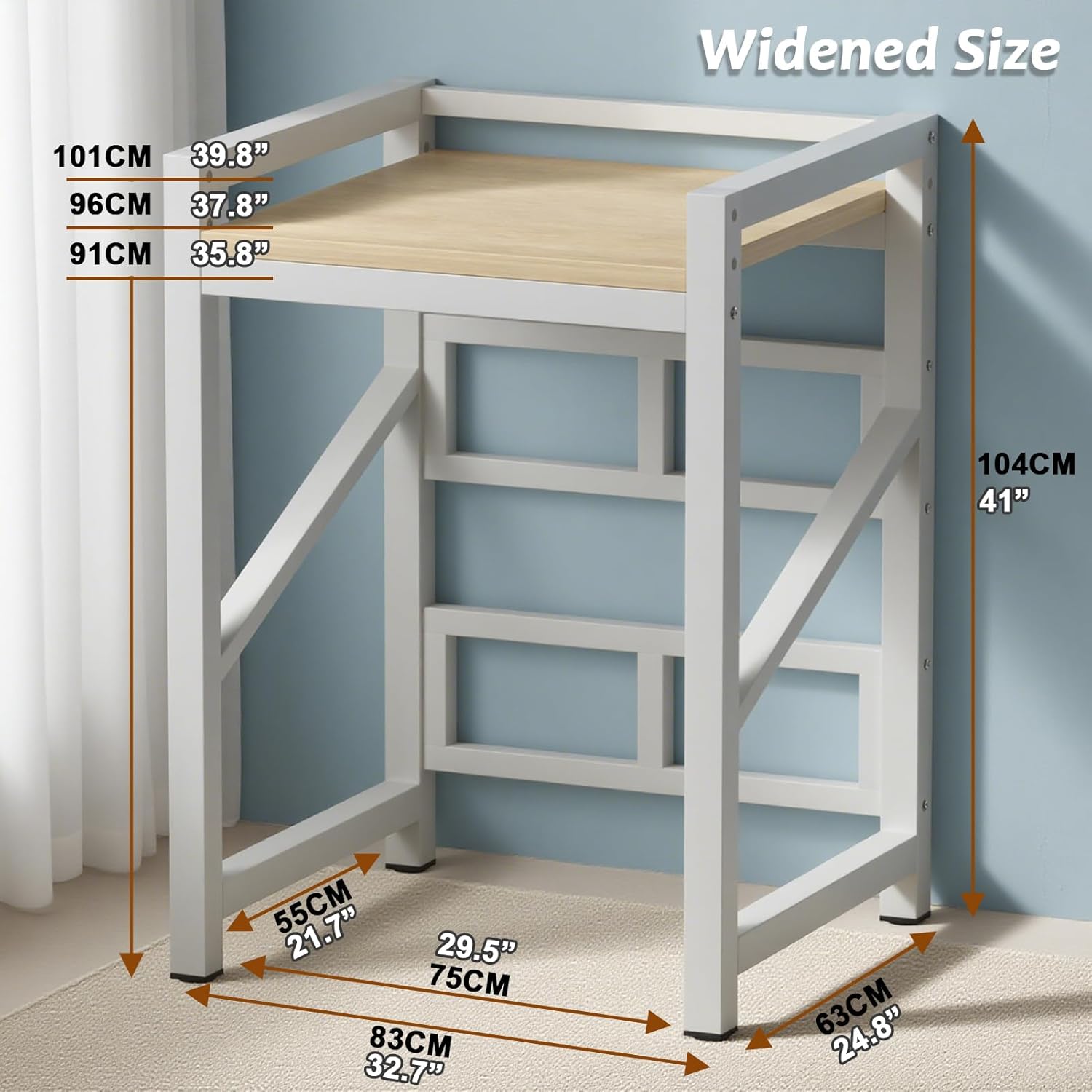 Over The Washer and Dryer Storage Shelf, Widen & 3 Height Adjustable Stacking Rack, Space Saver Washer Dryer Stacking Kit, Thicker Metal Washer Shelf for within 29.5