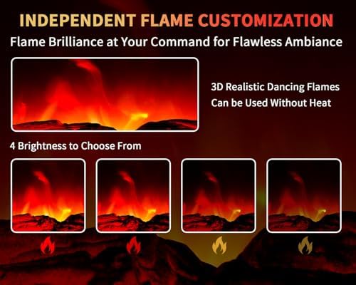 RealSmart Electric Fireplace Heater 22 in Freestanding Fireplace Stove Infrared Fireplace with 3D Flame Effect Remoted Control, Timer, Overheating Protection (Gray)