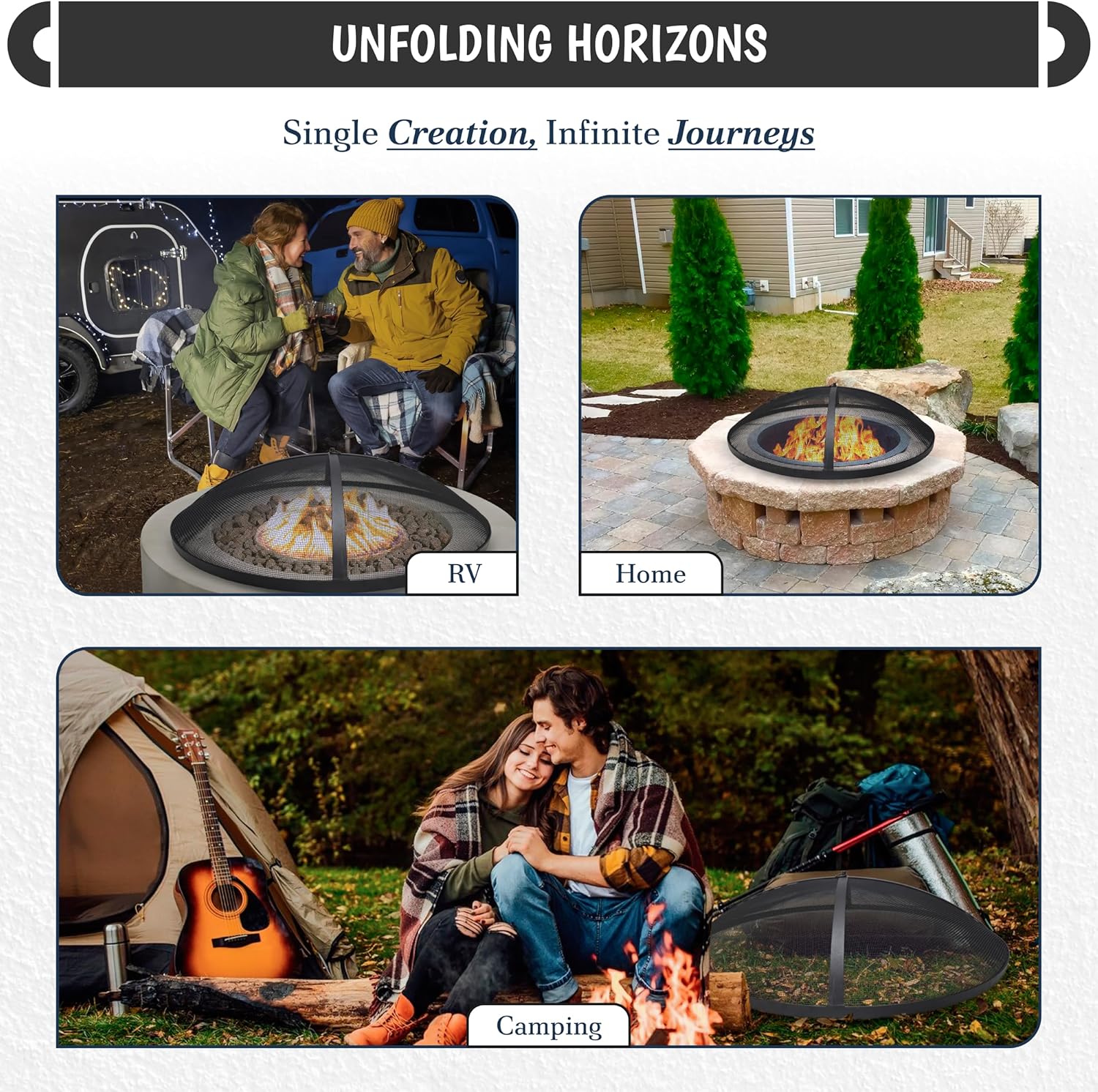 Fire Pit 36 inch Round - Fire Pit Spark Screen Fireplace Screen with Hook for Easy-to-Lift fire Pits Spark Screens 36