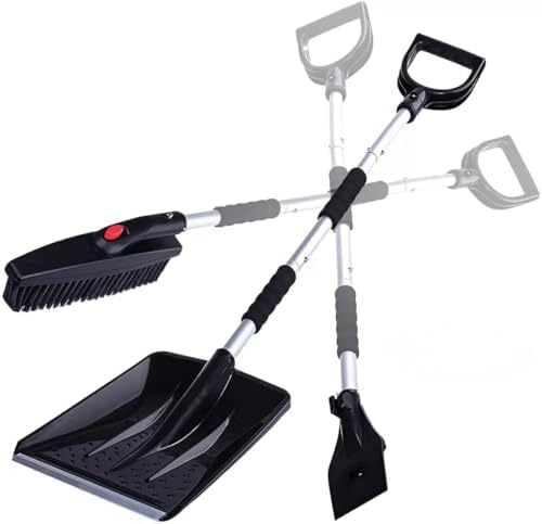 Snow Shovel Kit 3-in-1 Brush Ice Scraper Collapsible Removable,Replacement for Zone Tech OEM
