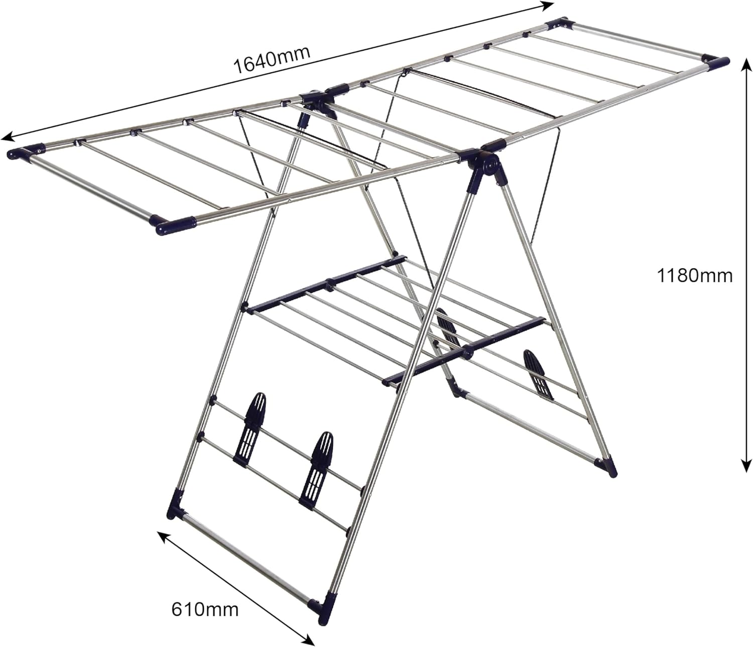 EZHOME Large Foldaway Laundry Rack, Heavy Duty, Collapsible, Space-Saving Storage, Stainless Steel, Indoor/Outdoor