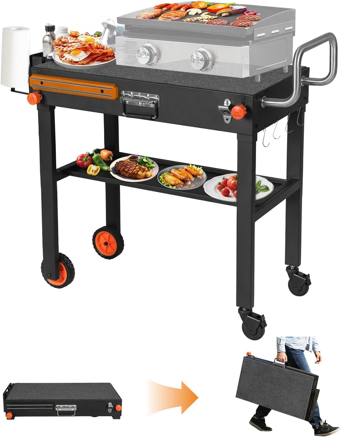 Portable Outdoor Grill Table, Blackstone Grill Stand Solid and Sturdy 31