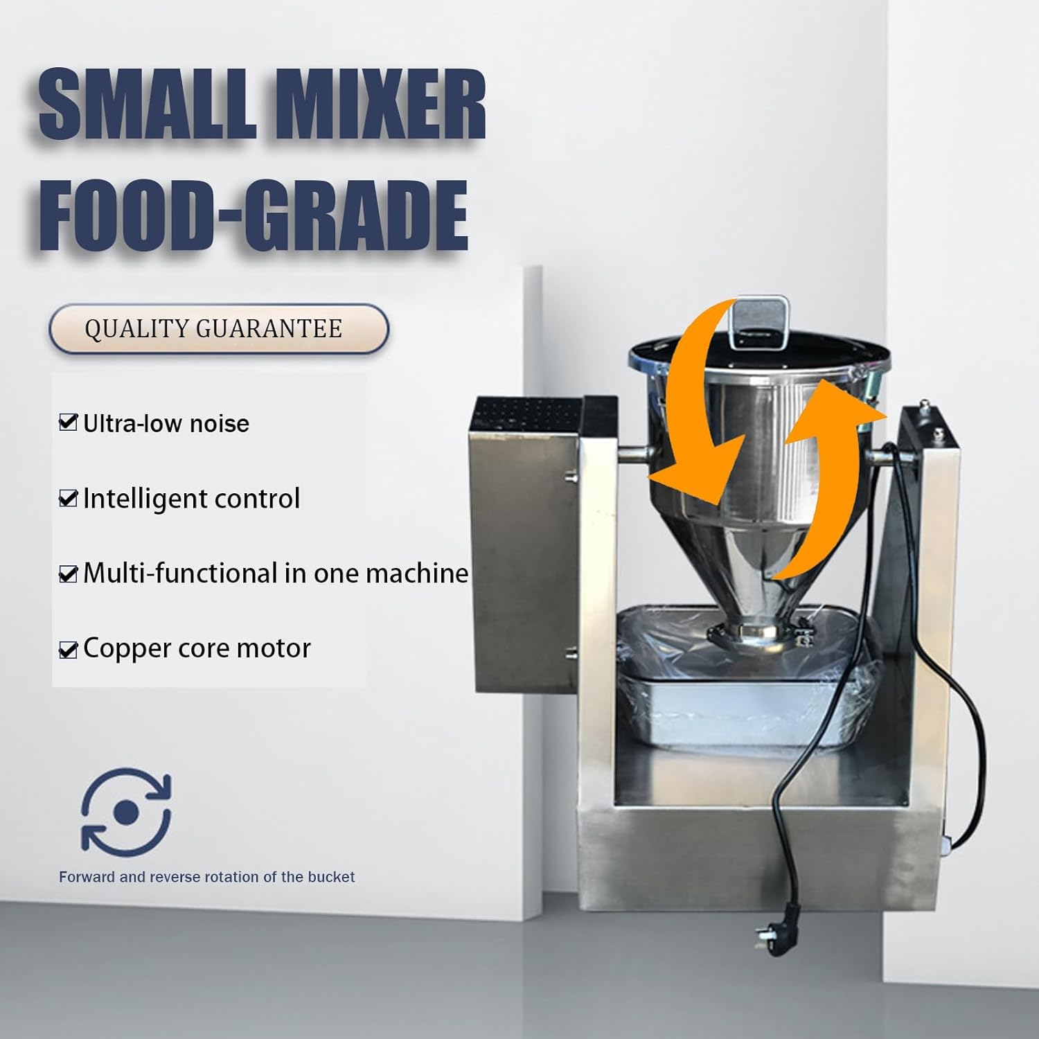 304 Stainless Steel Dry Powder Granule Mixer - Electric Laboratory Mixer For Feed Pellets, Fertilizers - Small Drum Blender With Particle Mixing Function, Speed Adjustable 10L