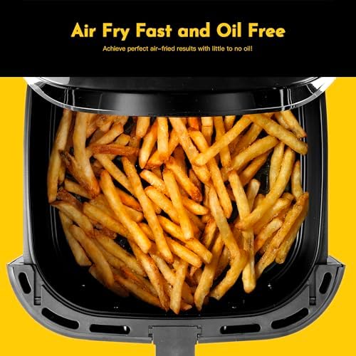 8.5QT Air Fryer, Upgraded Family Size Capacity, Visual Window, Square Basket Dials Stainless Steel Air Fryers, Reheat Leftovers, Easy Cooking for Healthier Breakfast & Dinner in Minutes
