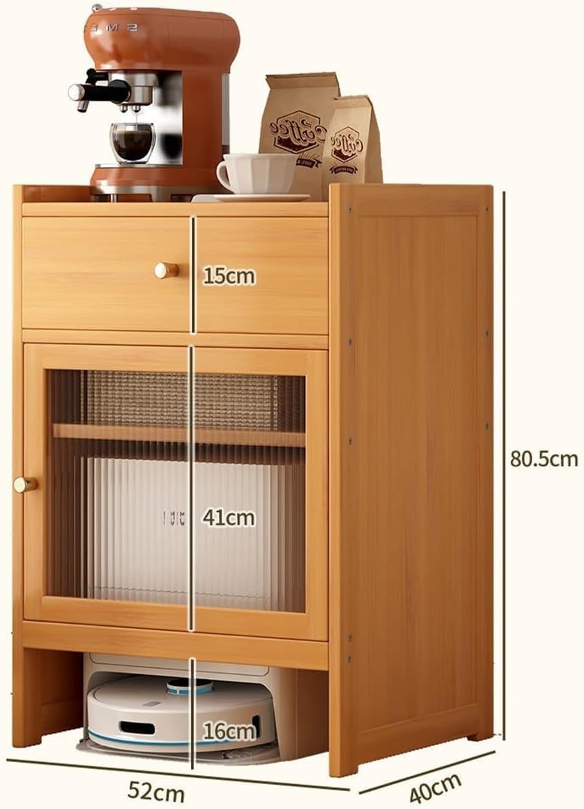 Robot Vacuum Cabinet Robot Vacuum Storage Rack Bamboo Freestanding End Table for Living Room, Home, Office, Entrance, Corridor(Natural)