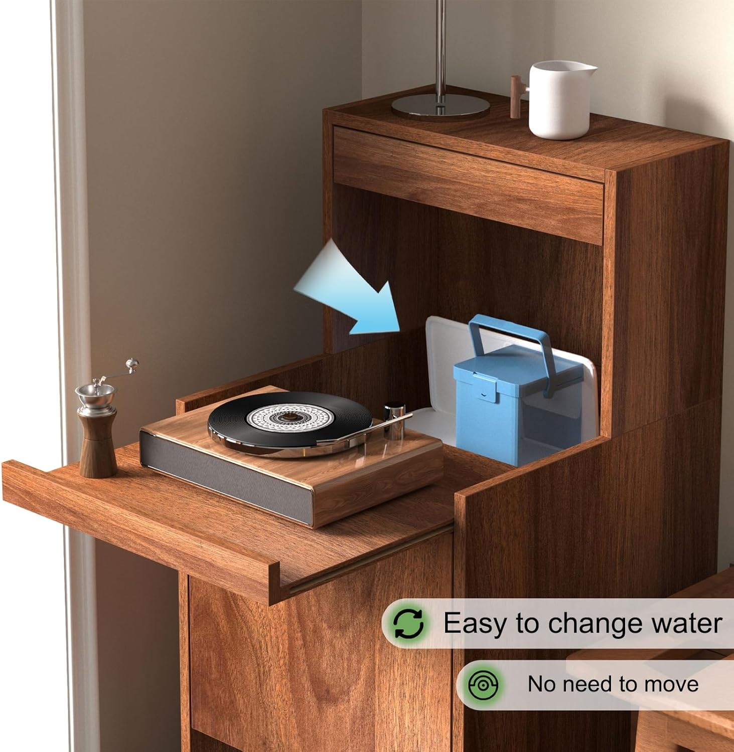 Robot Vacuum Stand Cabinet, Storage Cabinet with Doors and Drawers for Robot Vacuum Cleaner, End Side Table for Home Office, Home Furnishing Night Stand(Yellow,50 * 50 * 65cm)