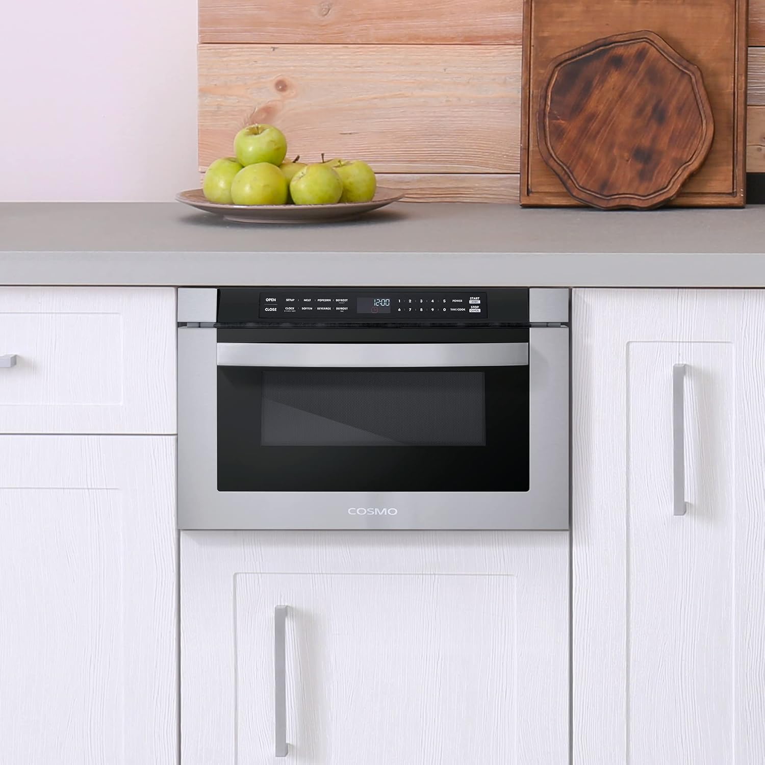 COSMO COS-12MWDSS 24 in. Haven Collection 1.2 cu. ft. Built-in Microwave Drawer, Touch Controls, Defrosting Rack in Stainless Steel