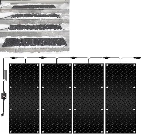 Heated Snow Melting Mat - Winter Ice Melt Solutions for Stairs, Steps, and Doorways, 10x48inch-4 Pieces