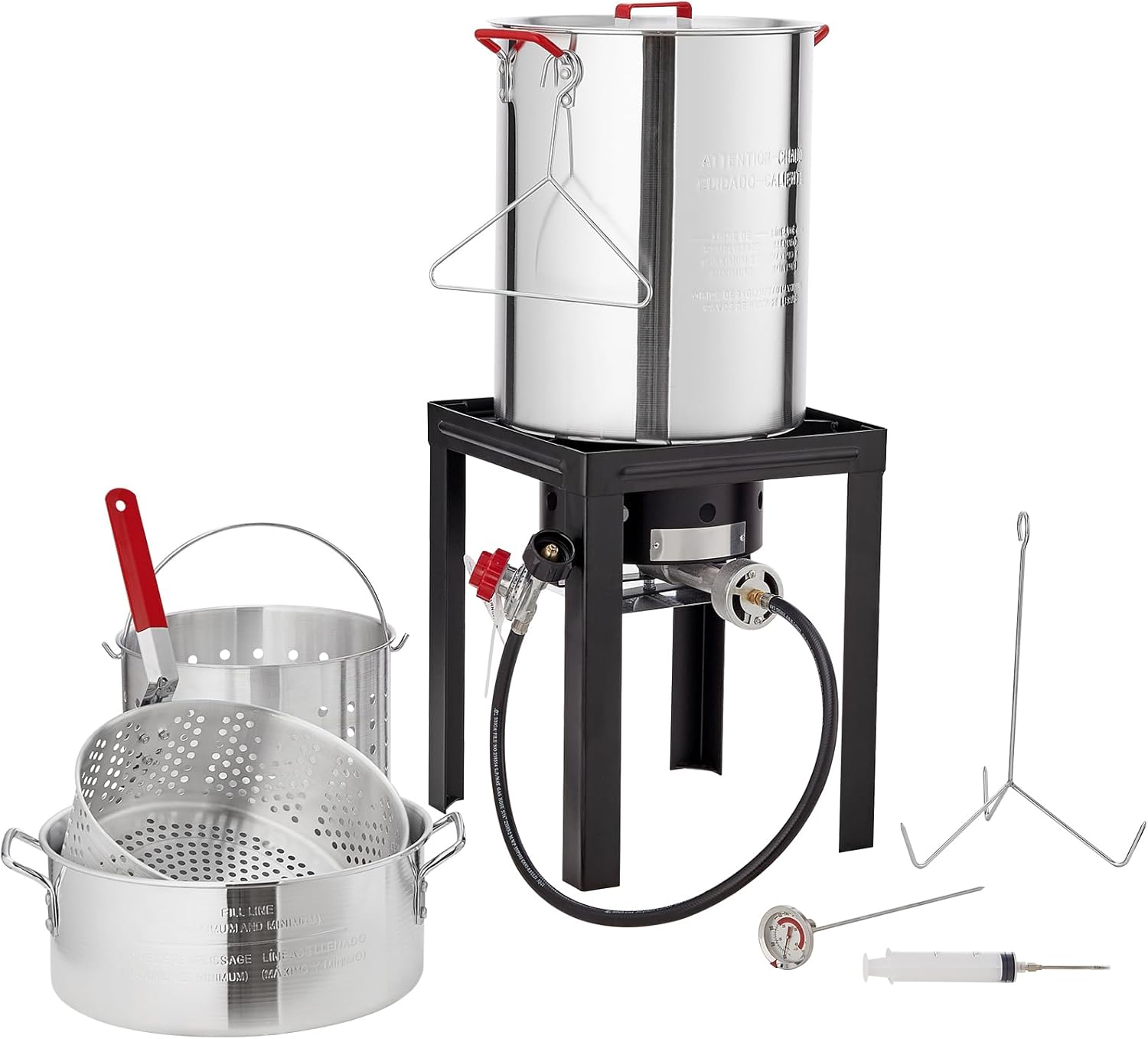 Happybuy Turkey Deep Fryer, 30QT Turkey & 10QT Fish Steamer Cooker Set, Outdoor Aluminum Seafood Frying Pot, 54,000 BTU Propane Burner, Includes Baskets, Poultry Rack, Thermometer