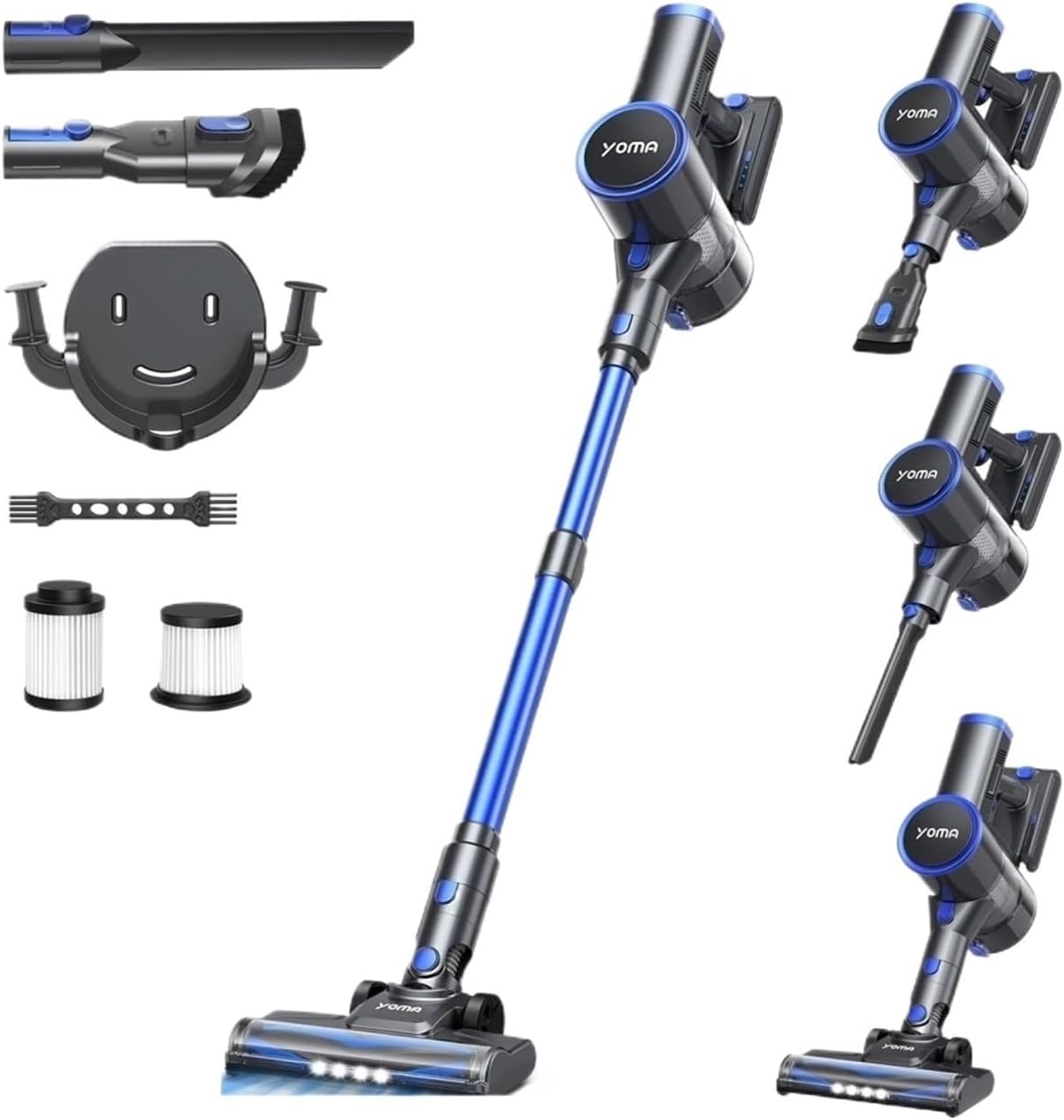 N12 Cordless Vacuum Cleaner, 200W Powerful Motor, 6-in-1 Ultra Lightweight Stick Vacuum, 45 Mins Runtime For Carpet Hard Floor Pet Hair Home Cleaning(N12 Blue)