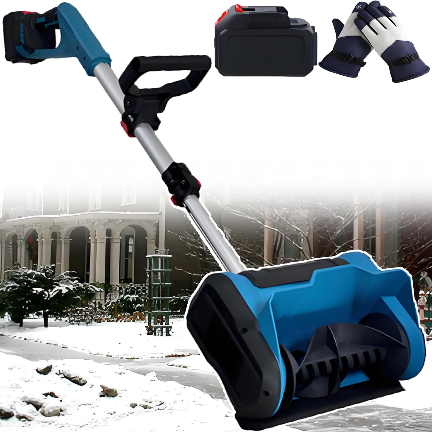 Foldable Snow Blower Cordless - Electric Snow Shovel - Protable Snow Sweeper,45° Left, Right, Or Upward Snow Throwers,600w Brushless Motor,3000rpm 2batteries (1battery)