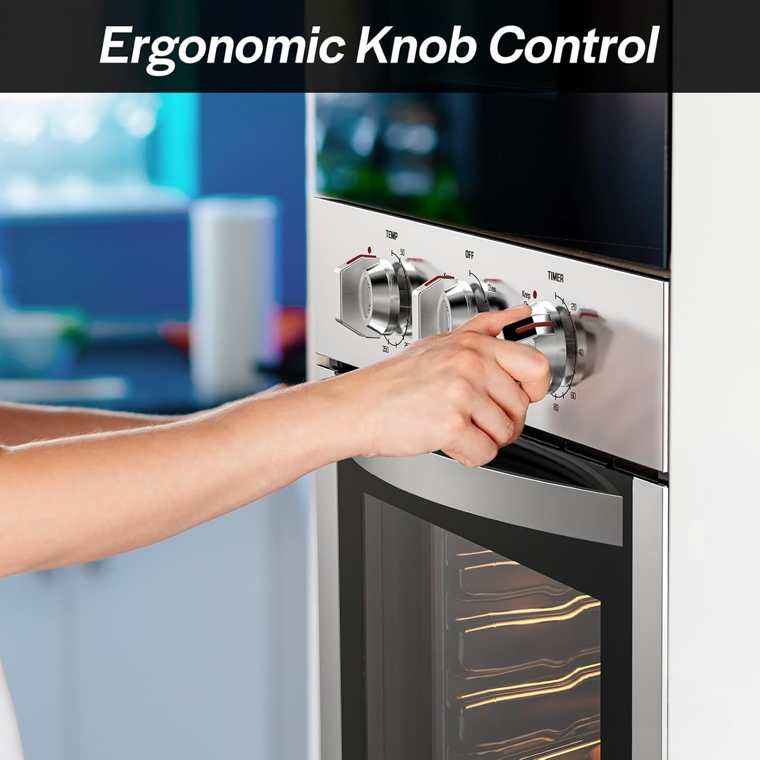 Empava Built-In Electric Single Wall Oven 24 inch, 2.5 Cu. ft. Capacity 4 Cooking Modes, Knob Control, 2950 Watts, Stainless Steel