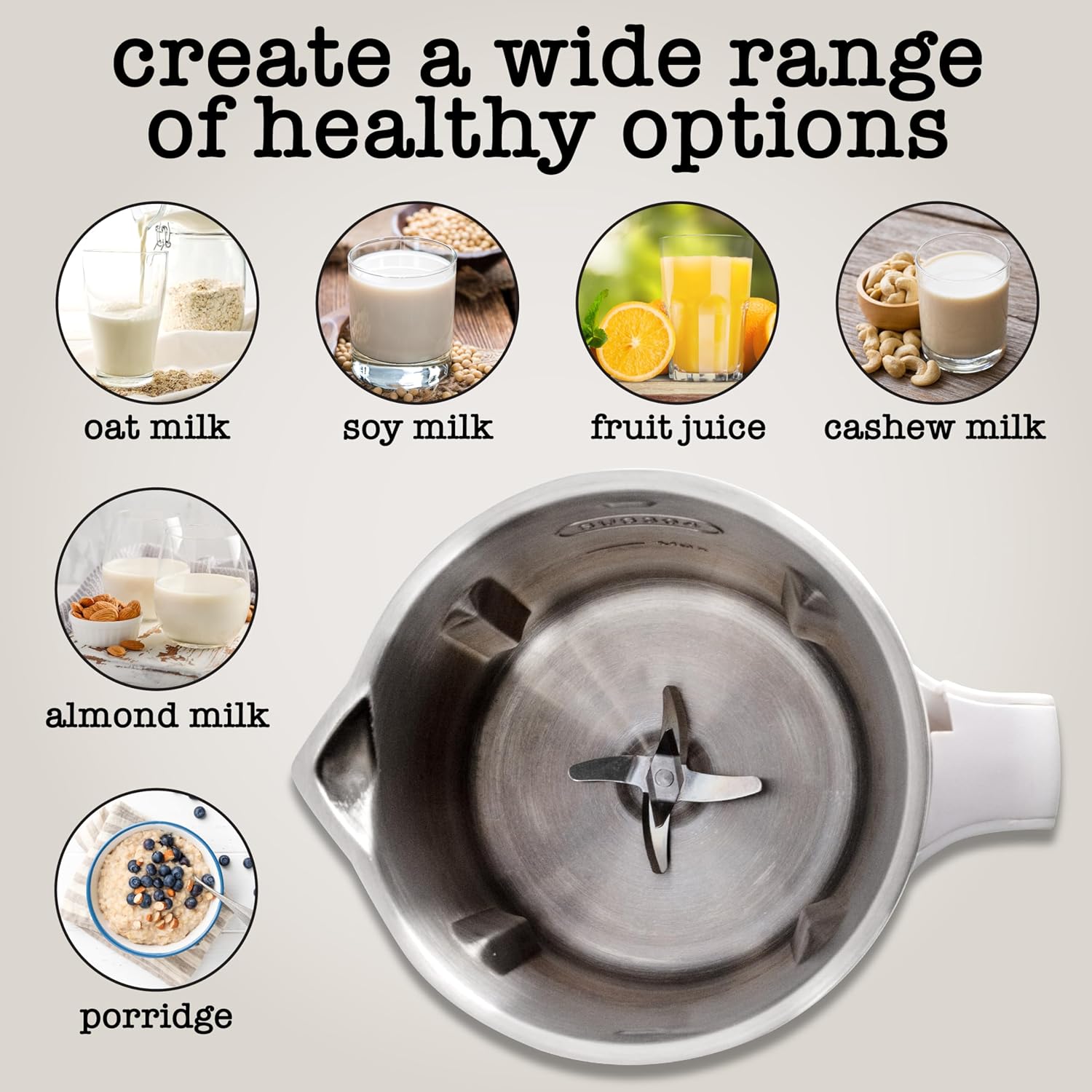 Rae Dunn 8-in-1 Nut & Plant Milk Maker – Almond, Oat, Soy & More – 800ml Cold / 700ml Hot – Automatic, Delay Start, Self-Clean – Includes Stirrer, Measuring Cup & Brush, Cream