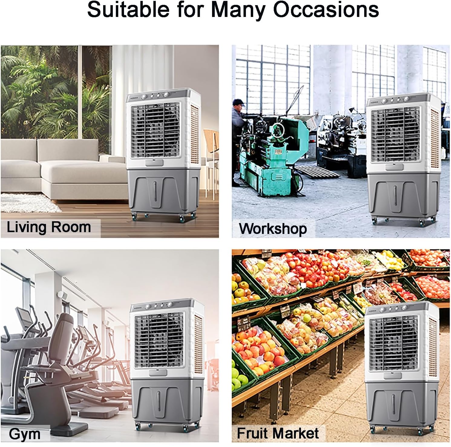 Air Coolers for Home 3 in 1 Portable Air Conditioner with 3 Speed, Evaportive Air Cooler, Humidifier, Ventilator, 120° Oscillation(Size:102cm/55L)