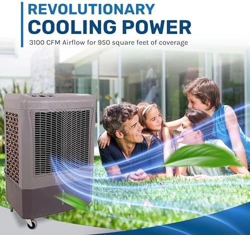 Hessaire 3100 CFM Evaporative Air Cooler Bundle with Cover for MC61 Mobile Cooler