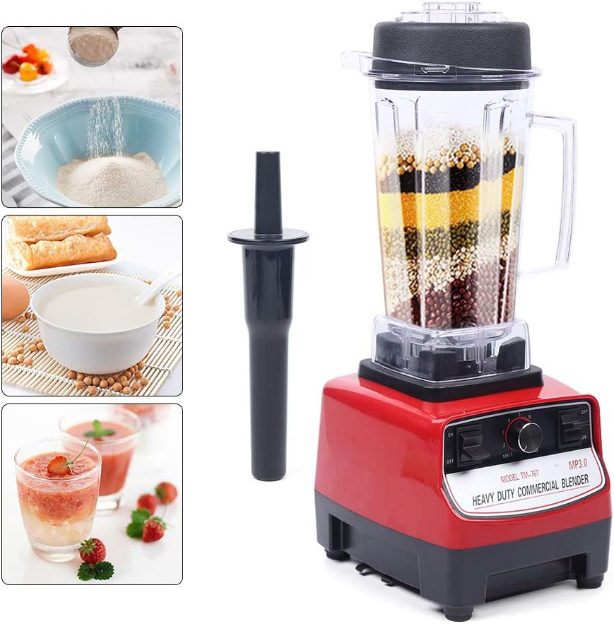 1500W Commercial Blender, 2L Low Noise Smoothie Blender Mixer Juicer Power Food Processor AC 110V, 60HZ, Double Automatic Protection Circuit Over Temperature, 27000 Per Minute (TM-767)